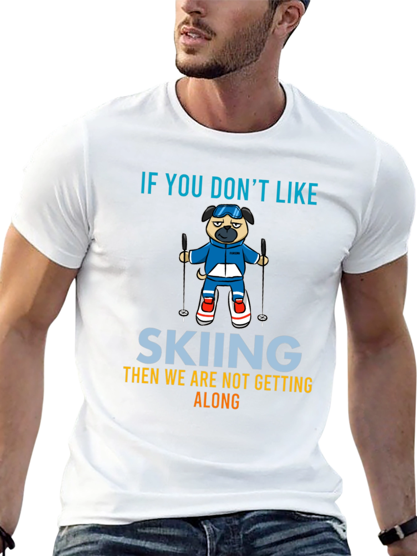 Skiing Pug Graphic Tee