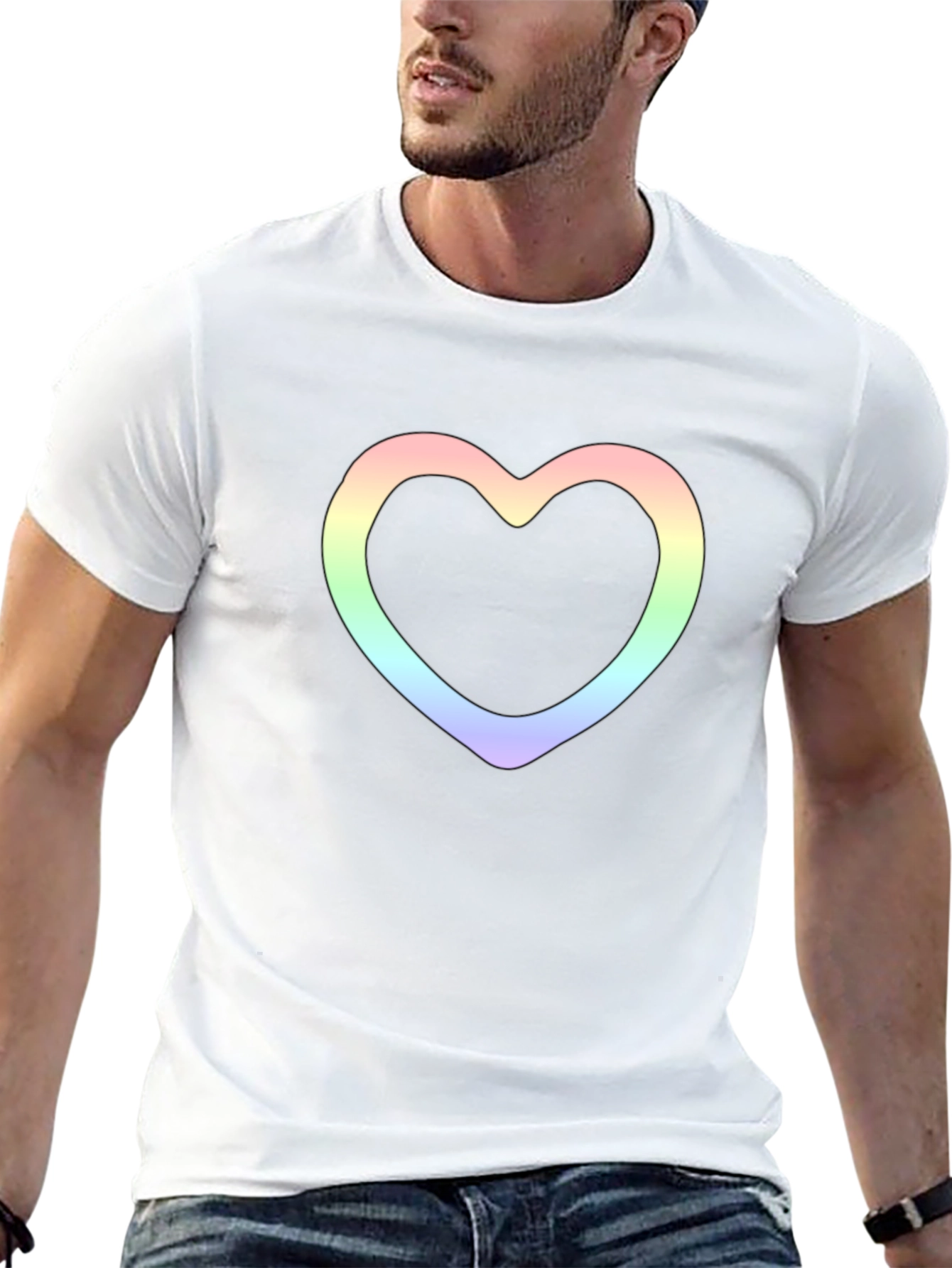Heart Outline Graphic Tee - Stylish Black T-Shirt