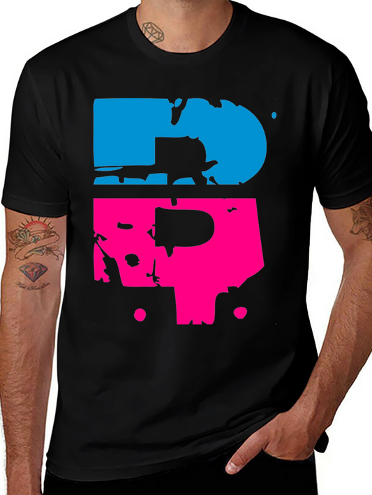 Abstract Blue & Pink Graphic Tee