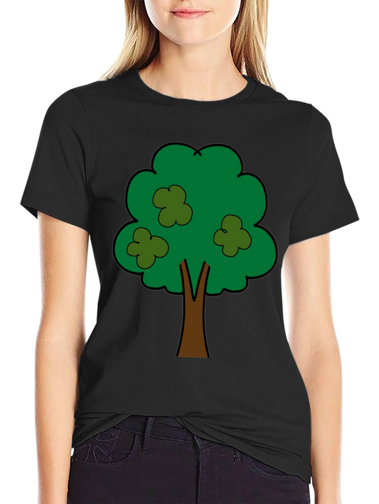 Cartoon Tree Graphic Tee - Unisex Black T-Shirt