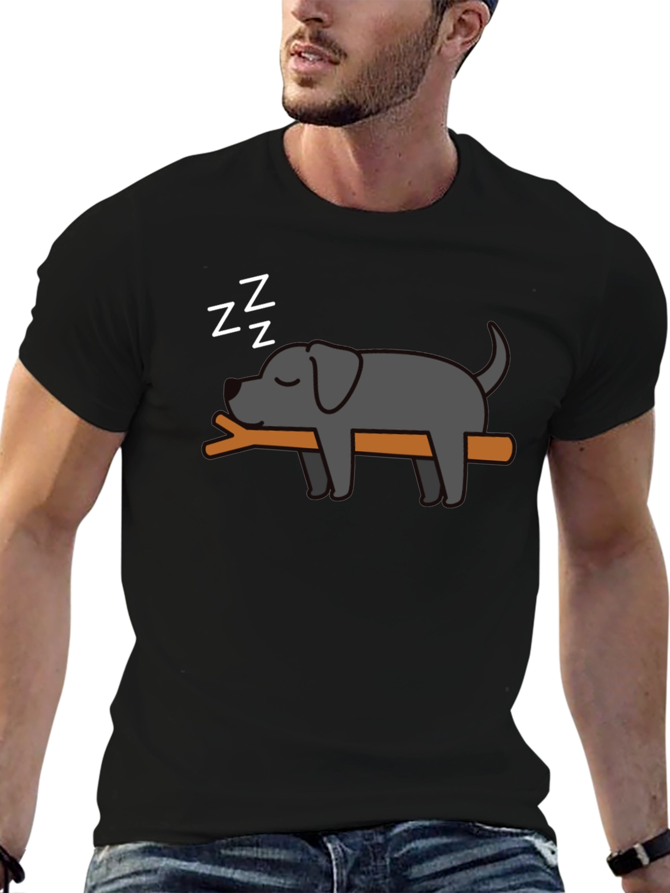 Sleeping Dog Graphic Tee - Comfy Black T-Shirt
