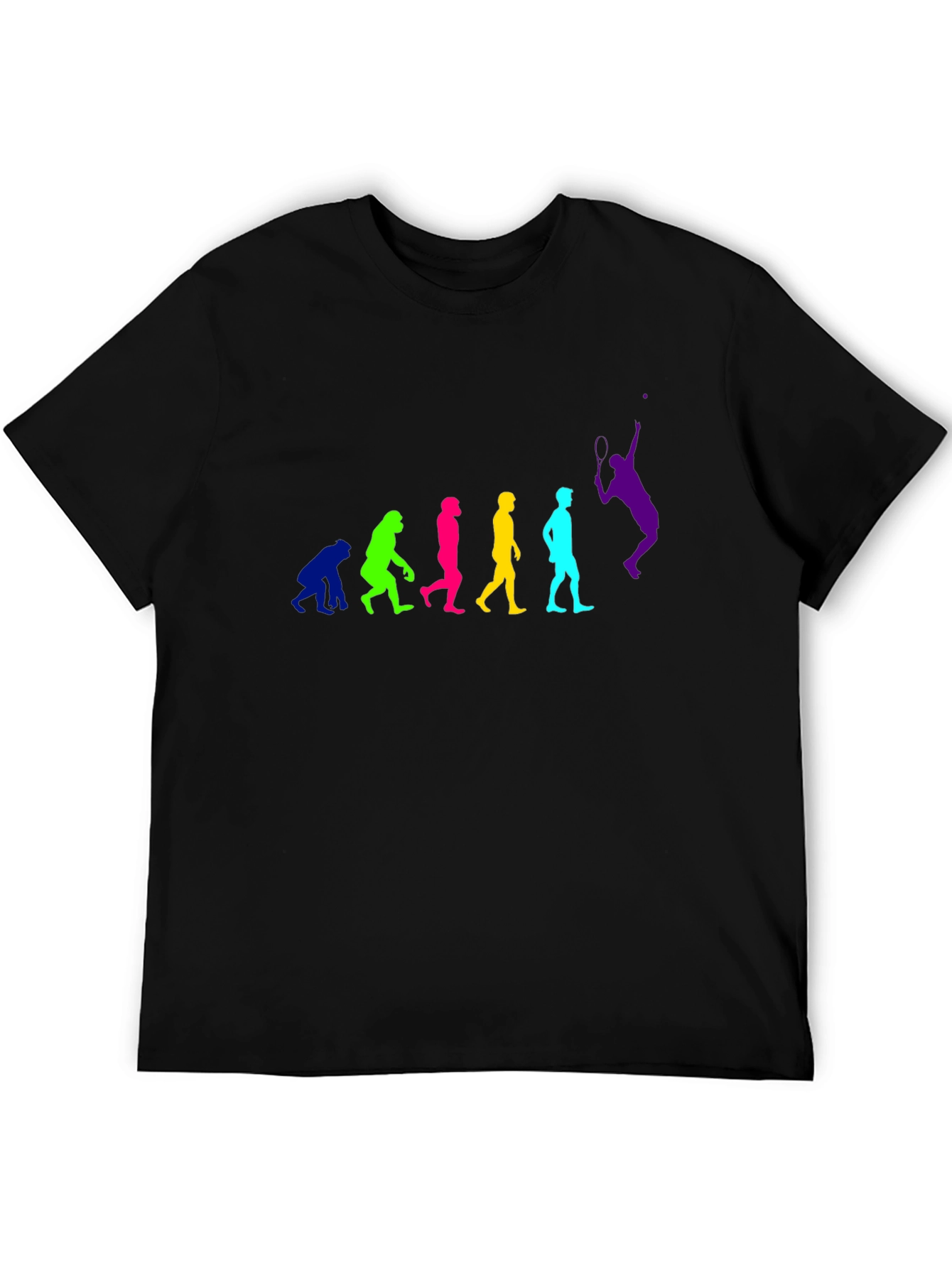 Evolution of Tennis Player Graphic Tee - Black Cotton