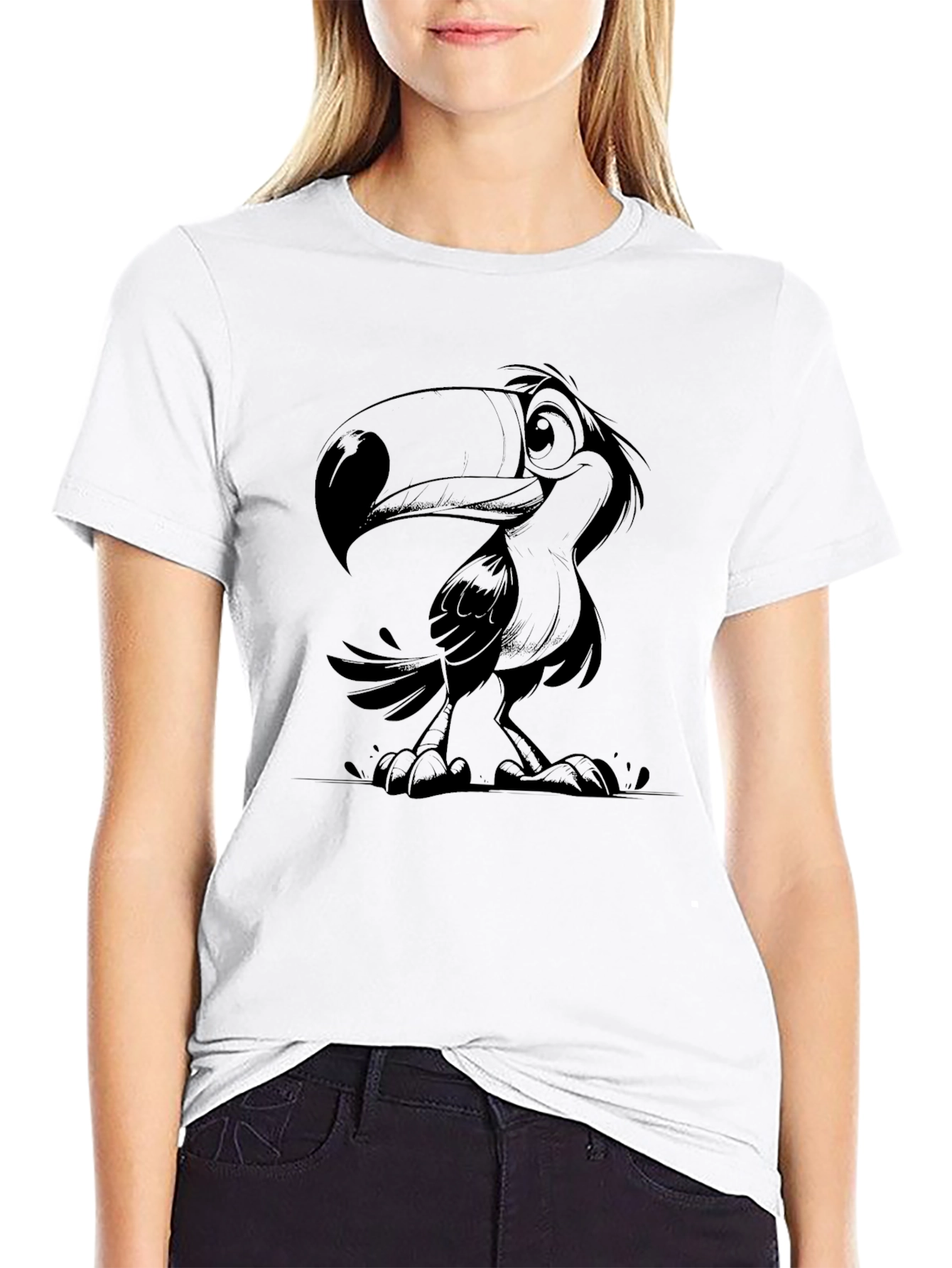Toucan Graphic Print Black T-Shirt