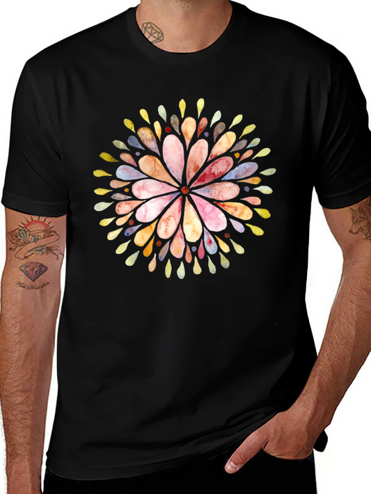 Floral Watercolor Graphic Tee - Black