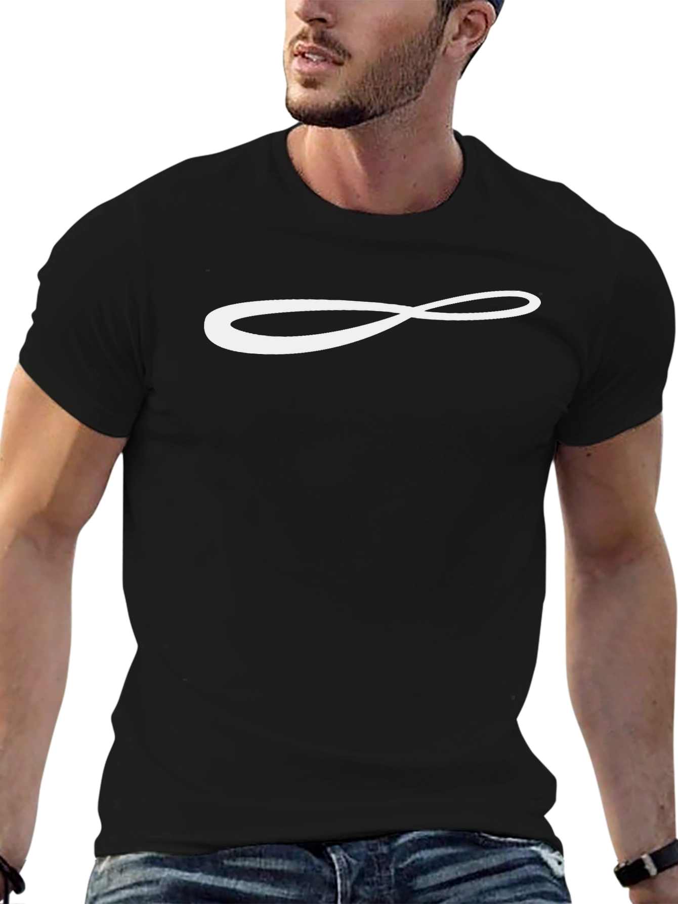 Black T-Shirt with Infinity Symbol Graphic Print