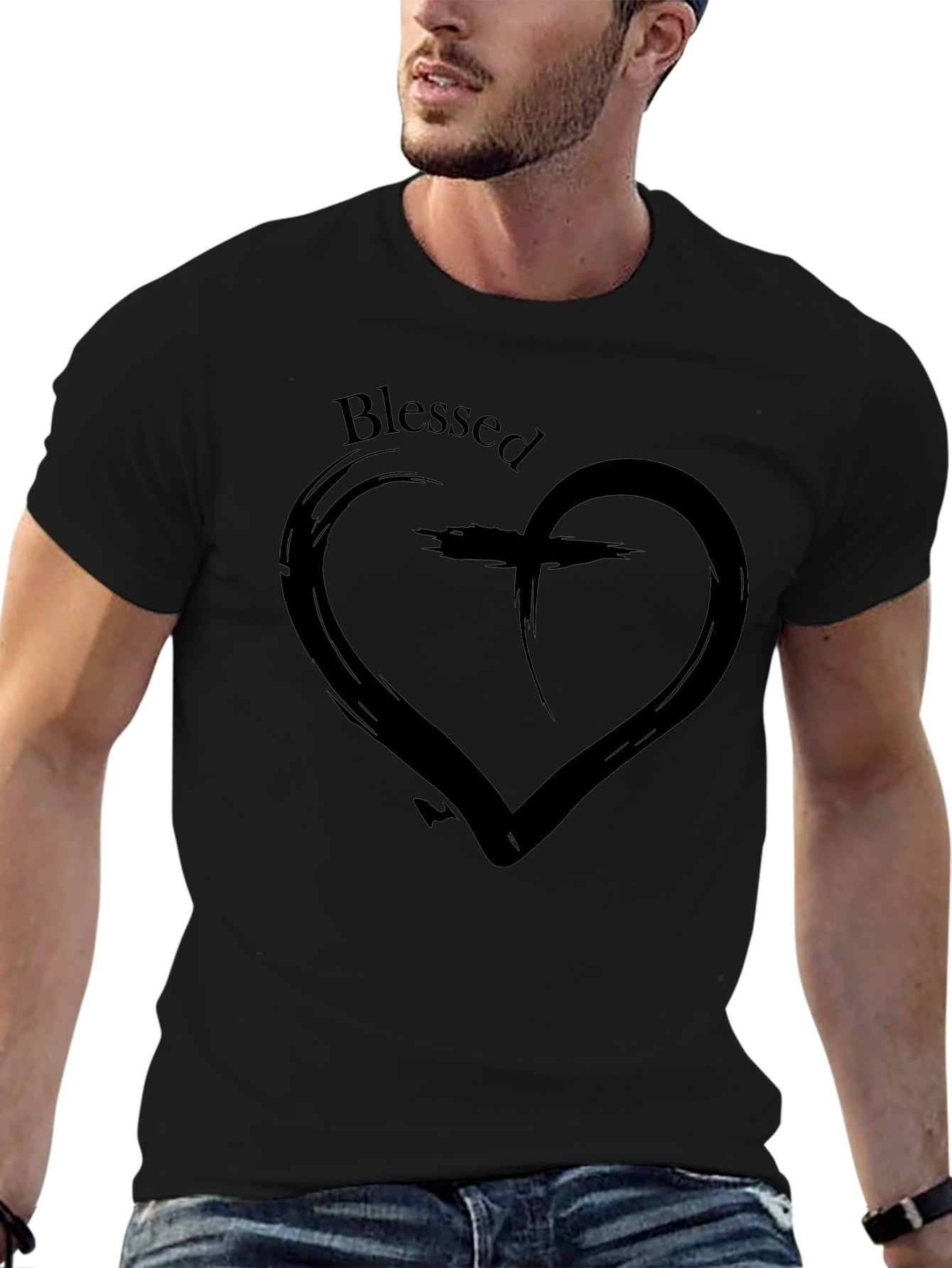 Blessed Heart Cross T-Shirt - Christian Faith Tee