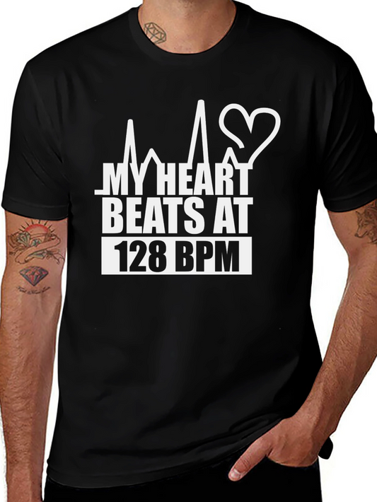 My Heart Beats at 128 BPM Black T-Shirt