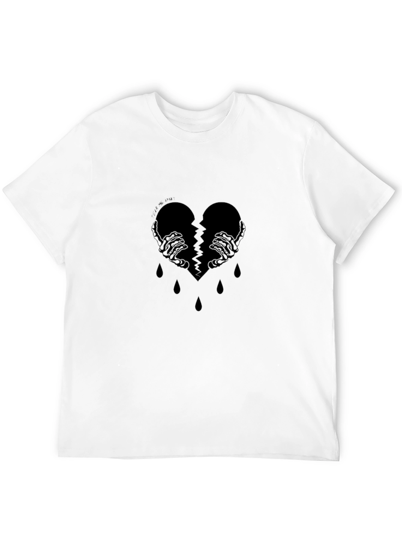 Broken Heart Skeleton Hand Graphic Tee - Black