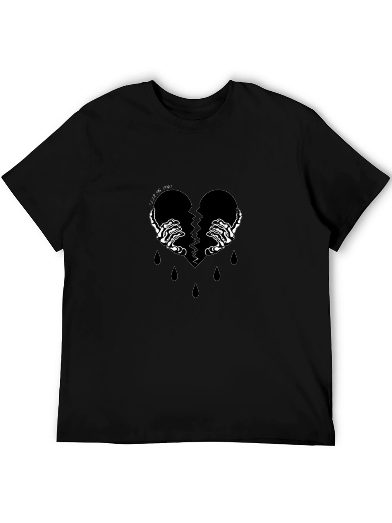 Broken Heart Skeleton Hand Graphic Tee - Black