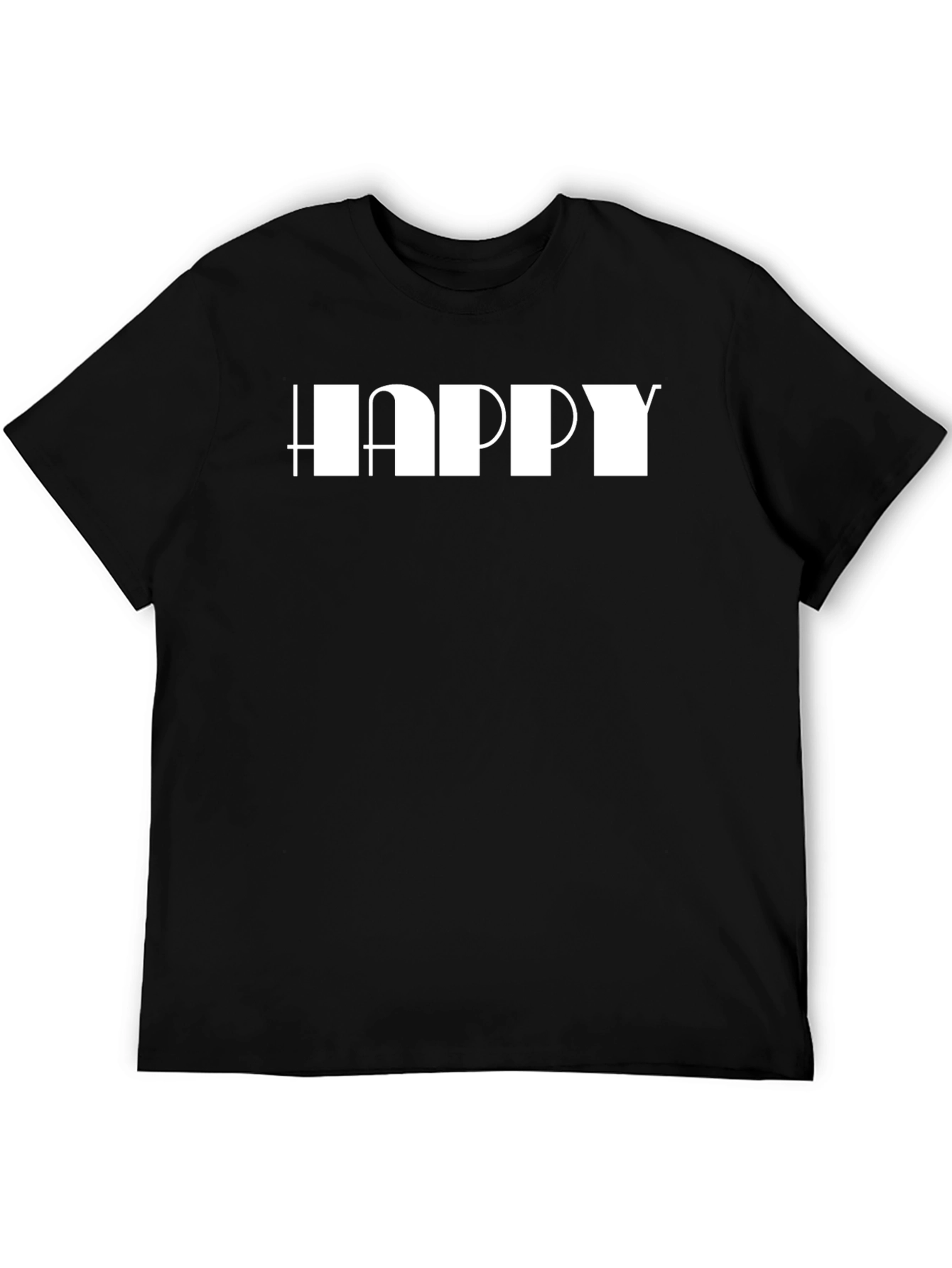 Happy Graphic Print Black T-Shirt