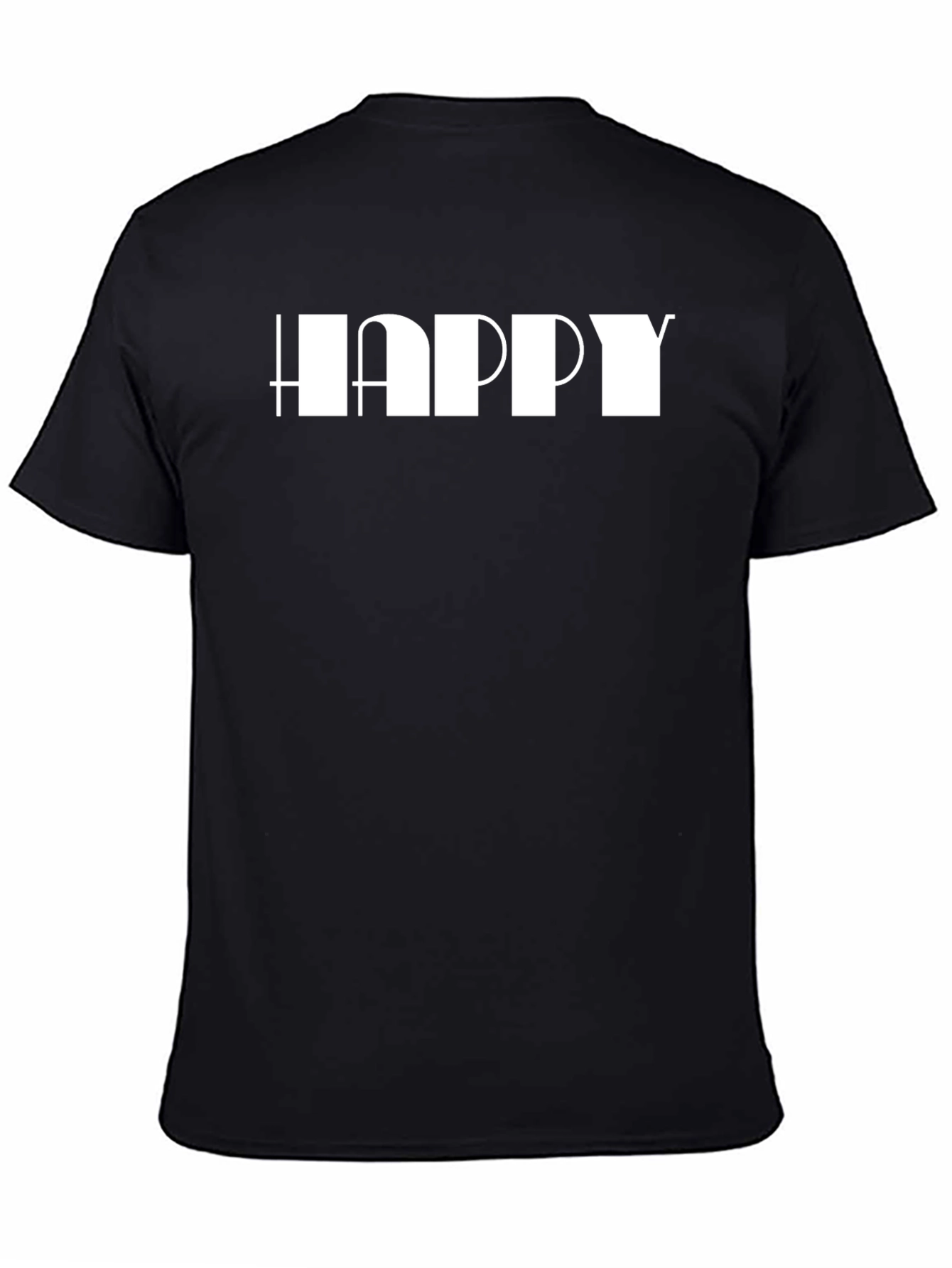 Happy Graphic Print Black T-Shirt