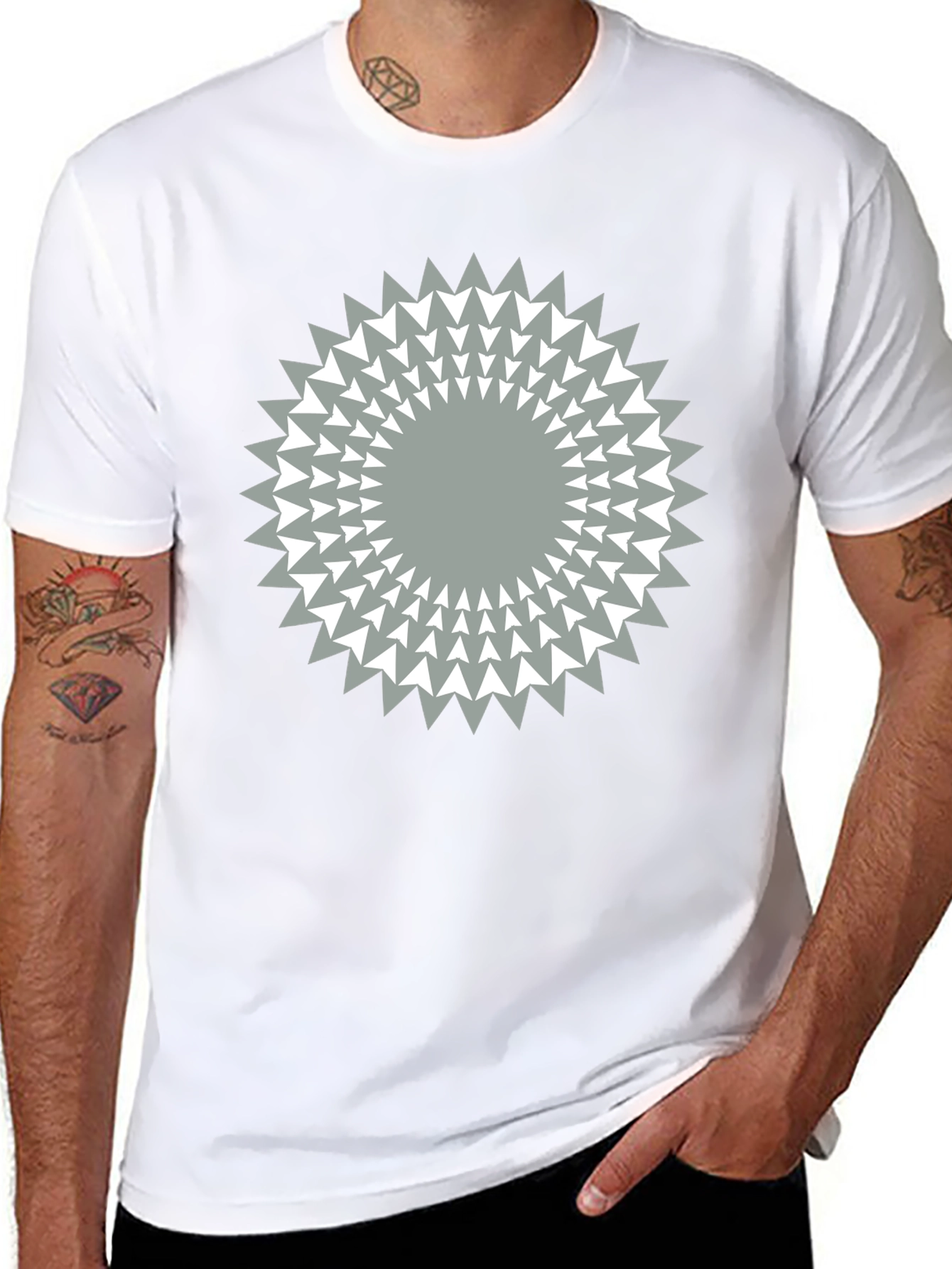 Geometric Starburst Graphic Tee - Modern Casual