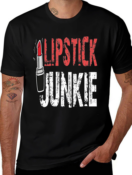 Lipstick Junkie Graphic Tee - Black Cotton T-Shirt
