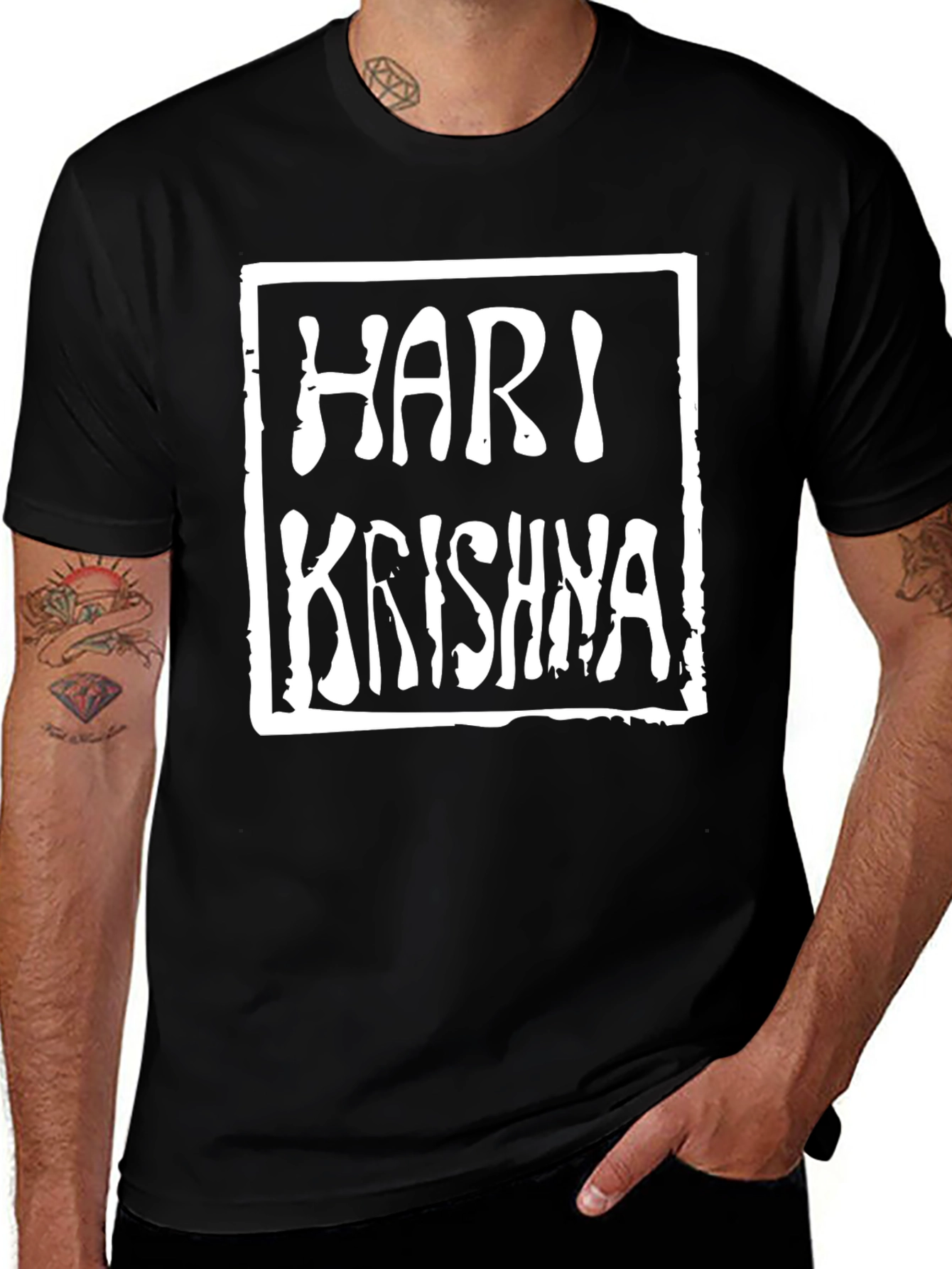Hari Krishna Graphic Tee - Black Cotton T-Shirt