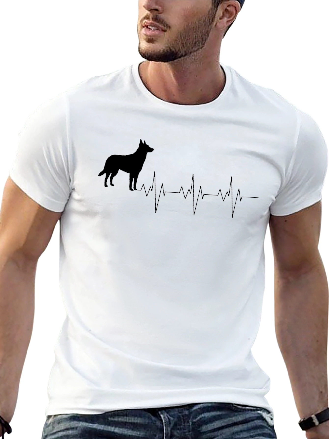 Dog Breed Heartbeat T-Shirt - Black