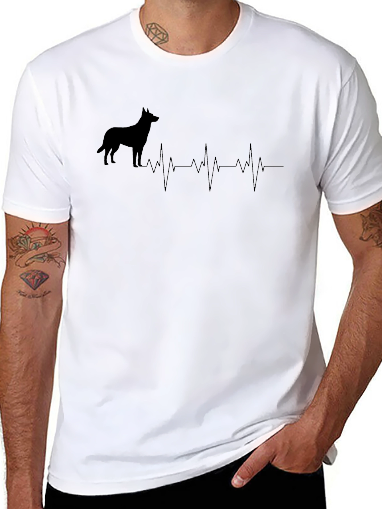 Dog Breed Heartbeat T-Shirt - Black