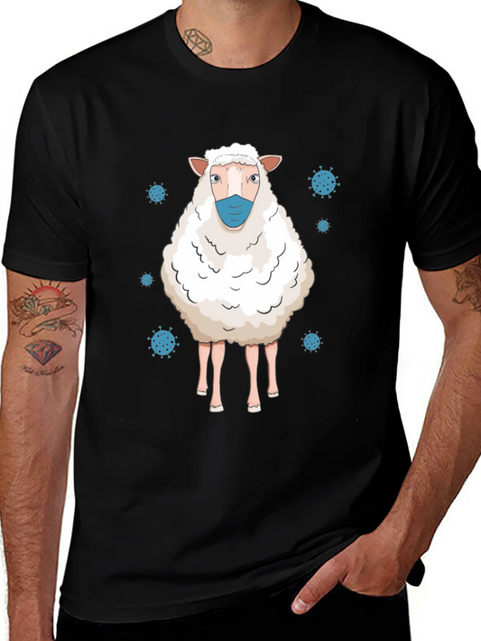 Masked Sheep Graphic Tee - Black Cotton