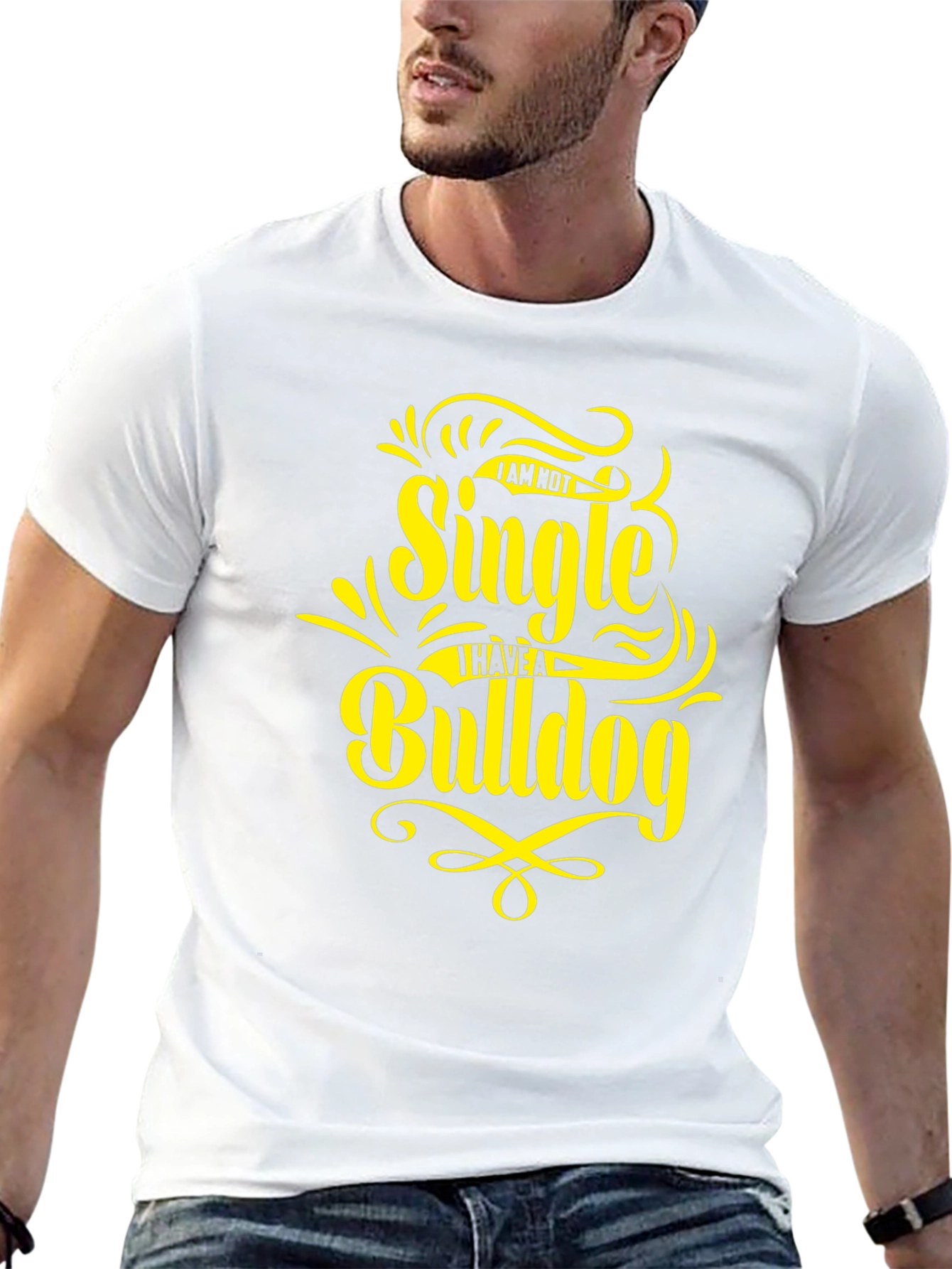 Single? I Have a Bulldog - Novelty Graphic T-Shirt