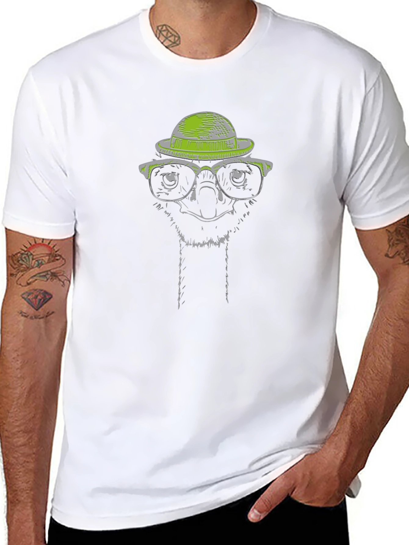 Cool Ostrich Graphic Tee - Quirky Animal Print
