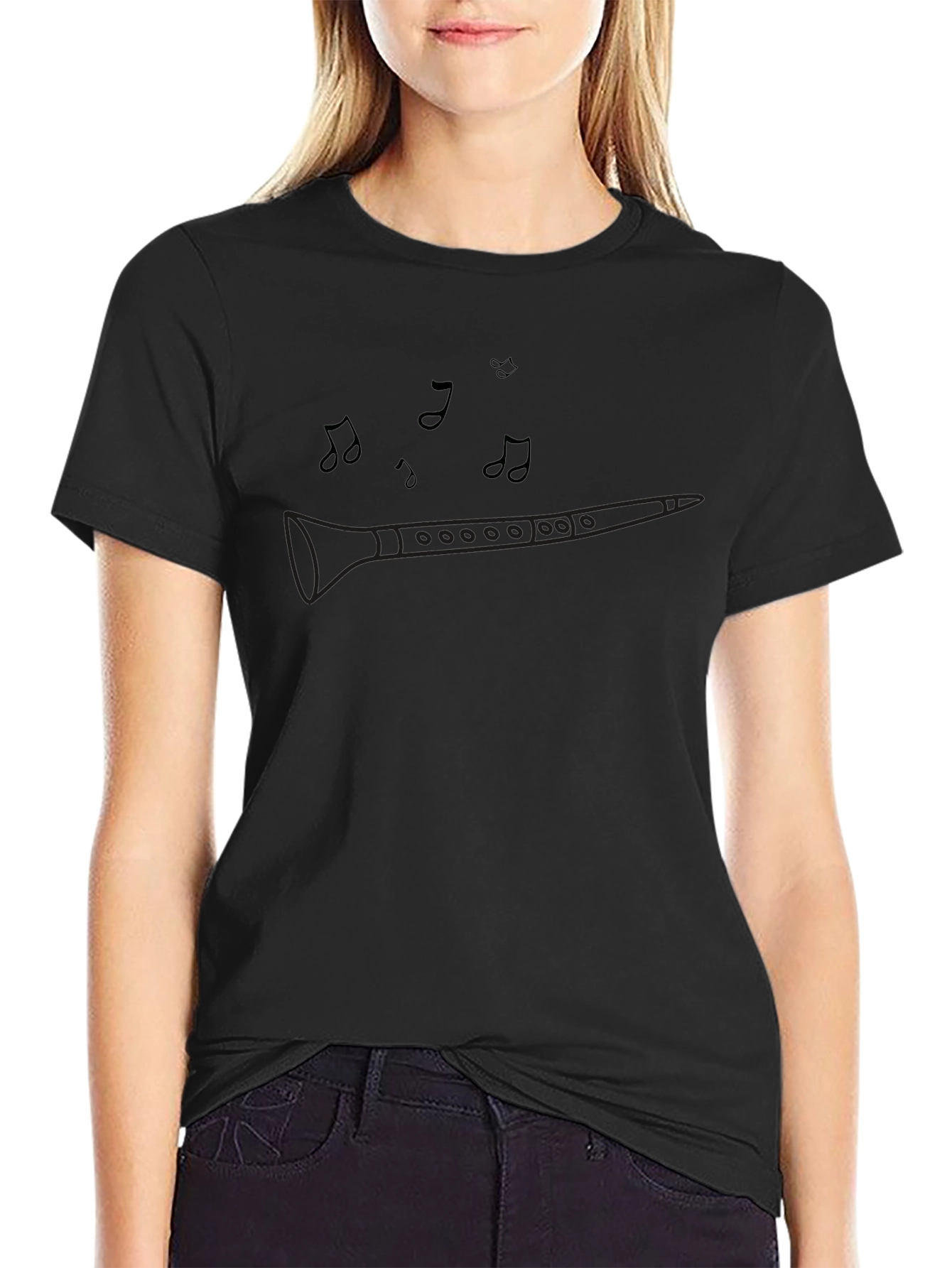 Music Lovers Tee: Clarinet & Notes Graphic T-Shirt