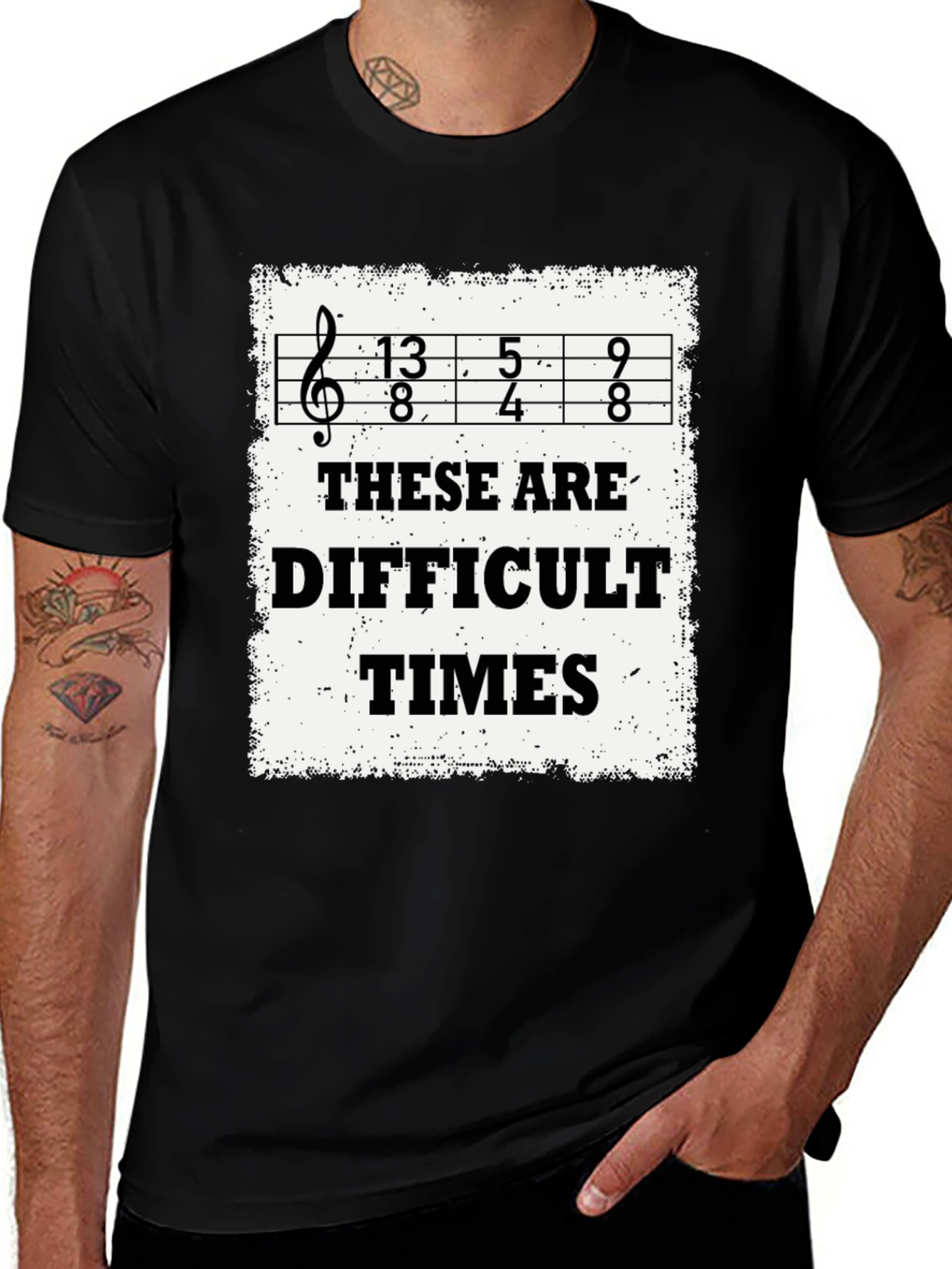 Difficult Times Ukulele T-Shirt - Black Cotton Tee