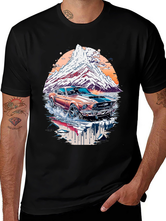 Vintage Car Graphic Tee - Mountain Road
