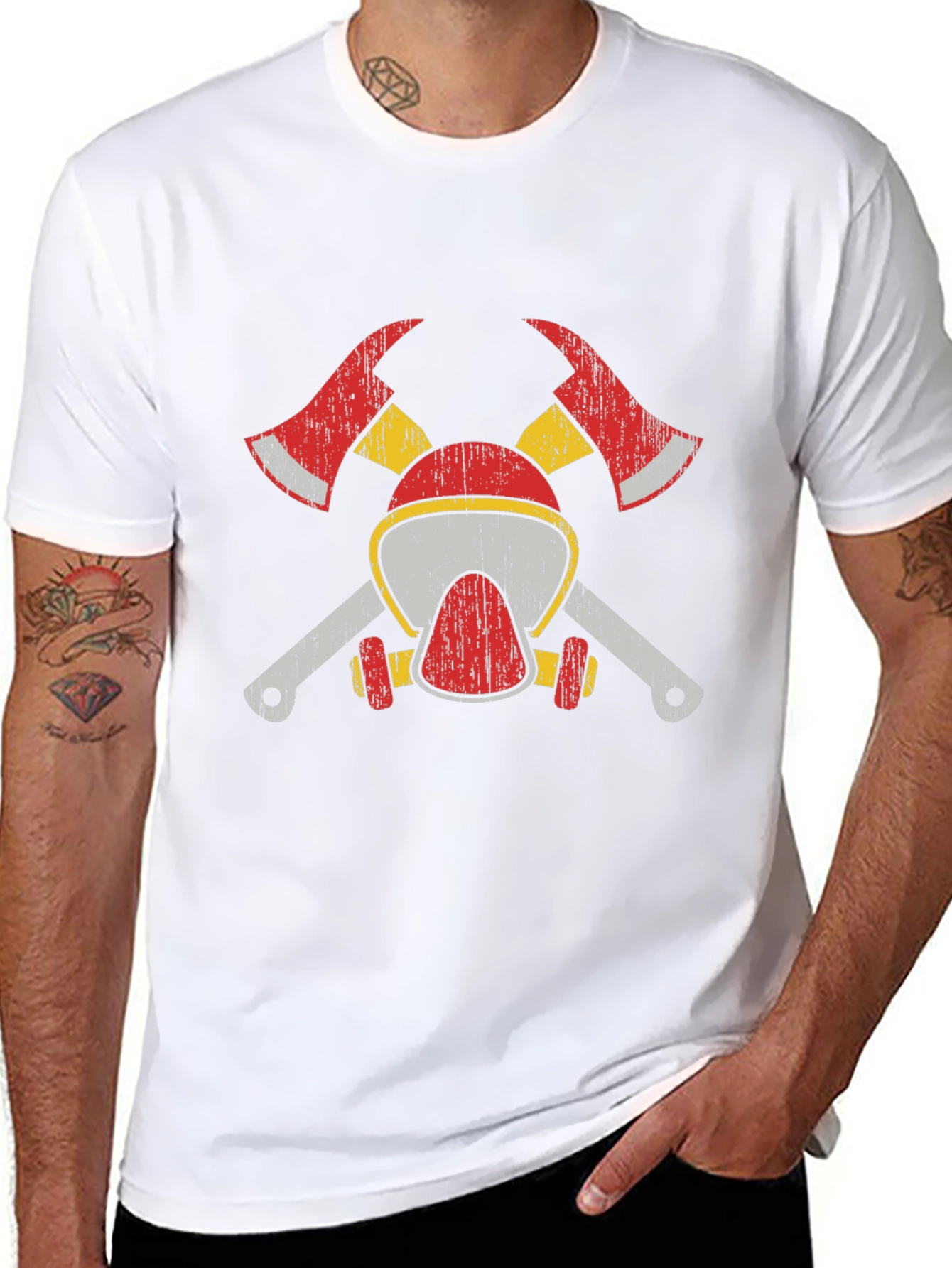 Firefighter Axe & Helmet Graphic Tee