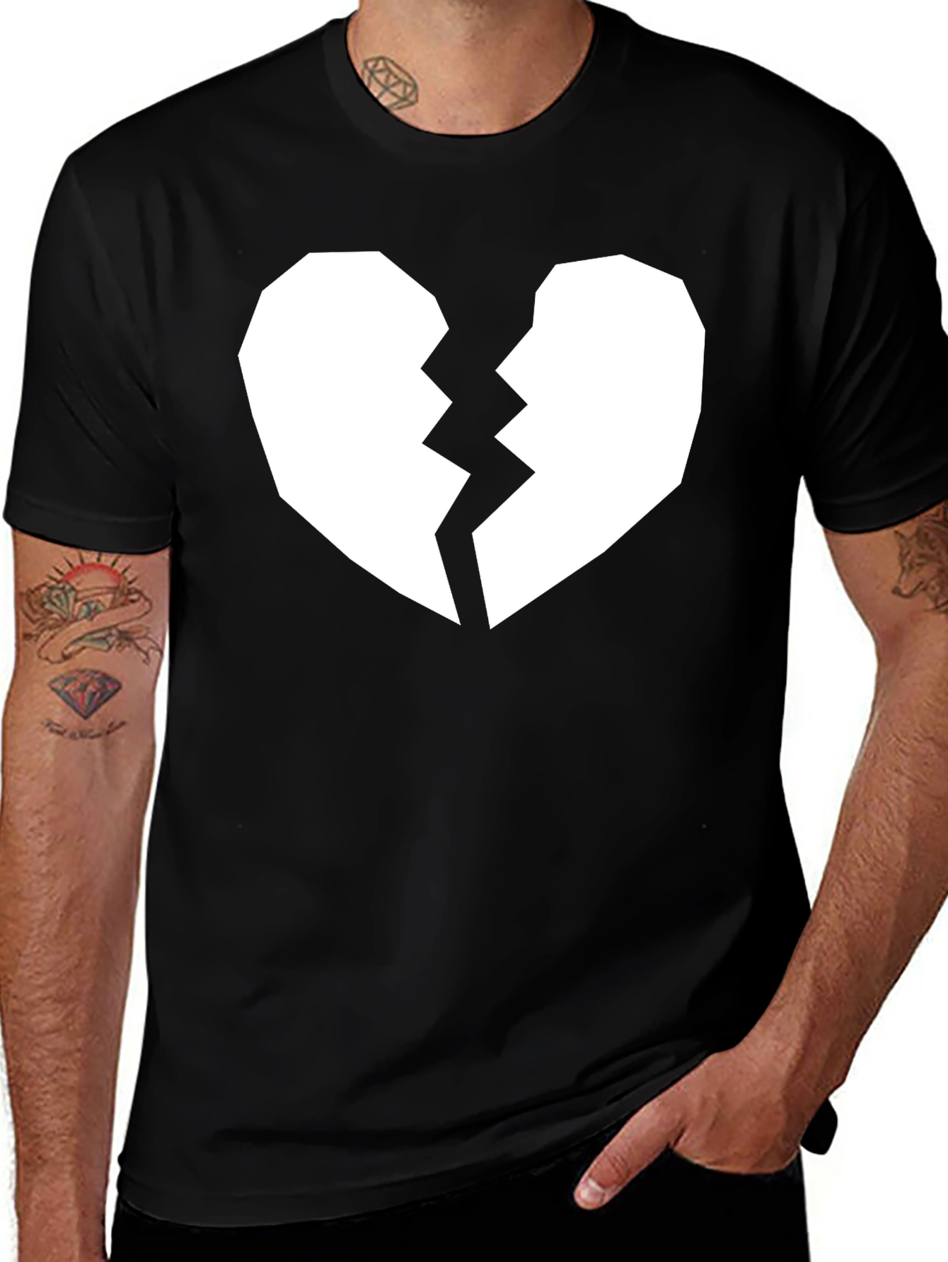 Broken Heart Graphic Tee - Black Casual Shirt