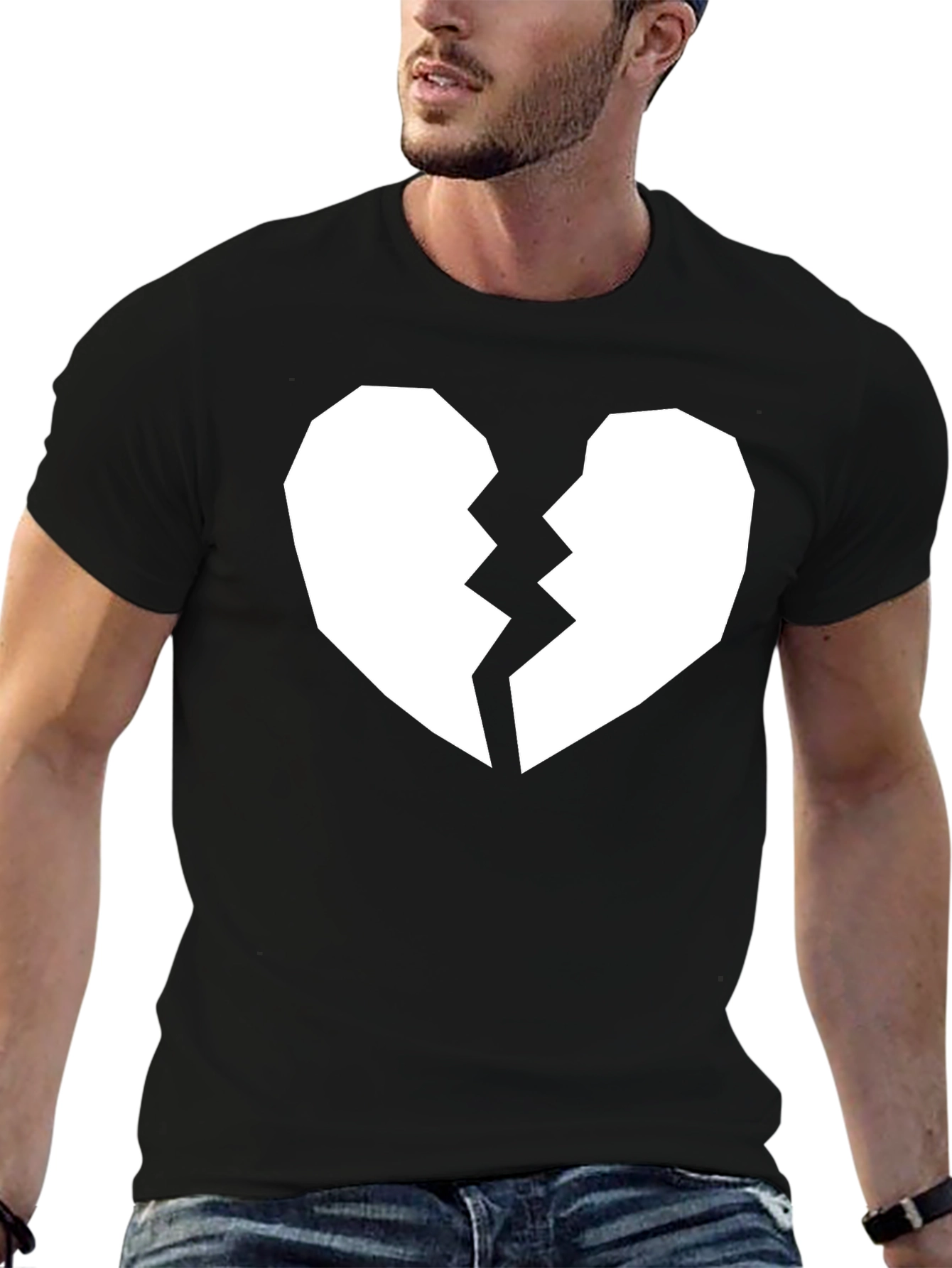 Broken Heart Graphic Tee - Black Casual Shirt