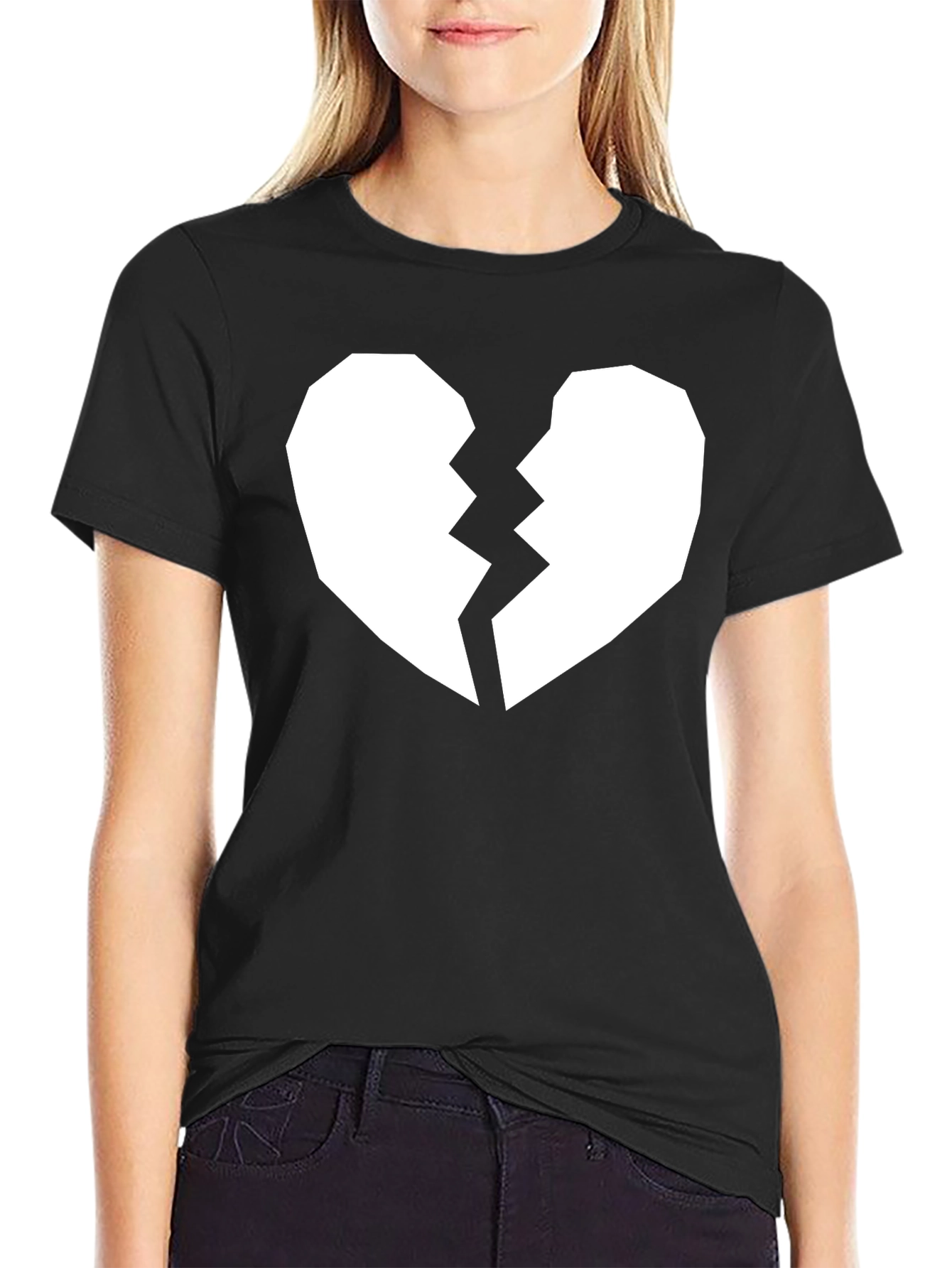 Broken Heart Graphic Tee - Black Casual Shirt