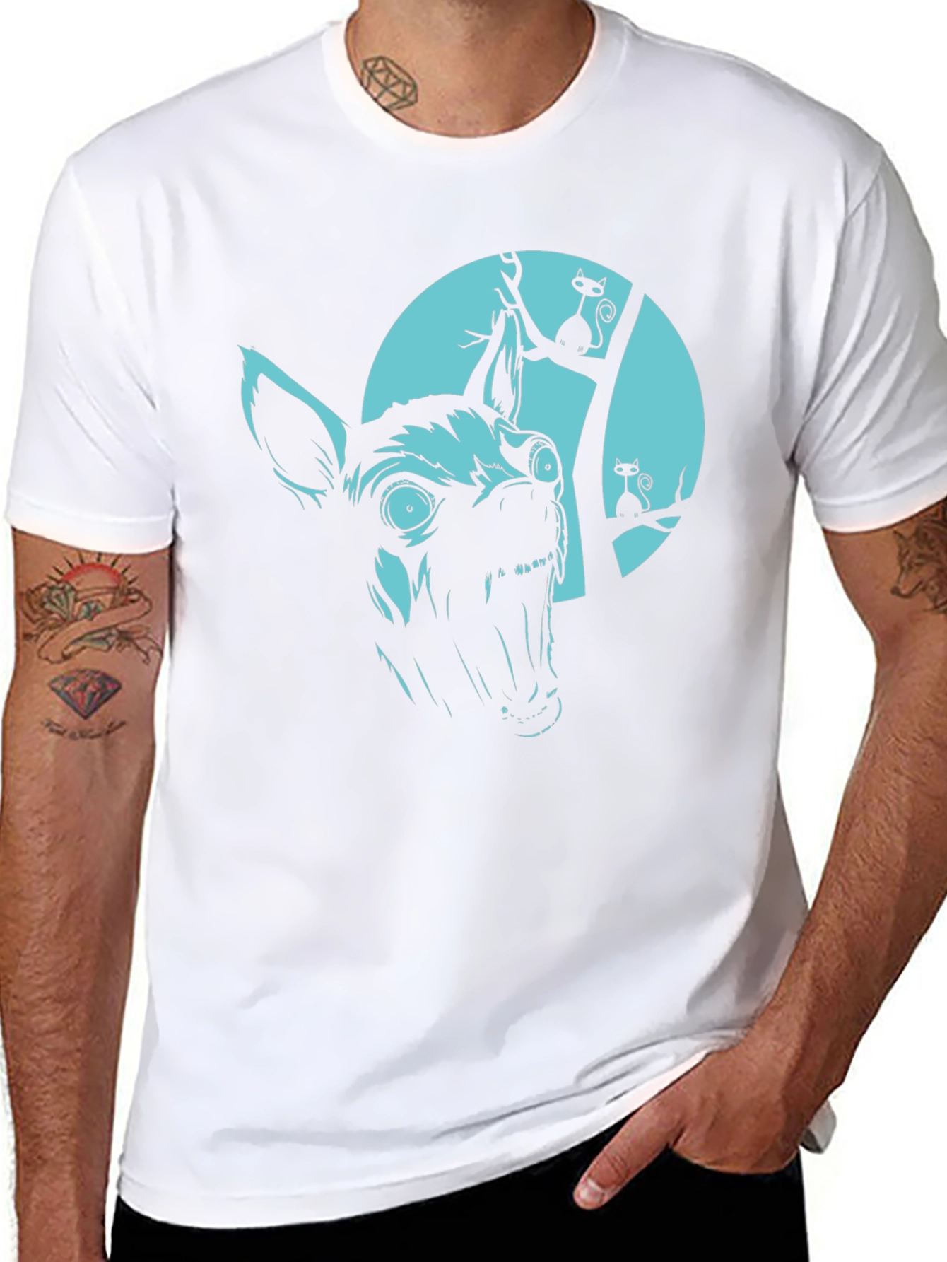 Mens Halloween Dog & Cat Graphic Tee