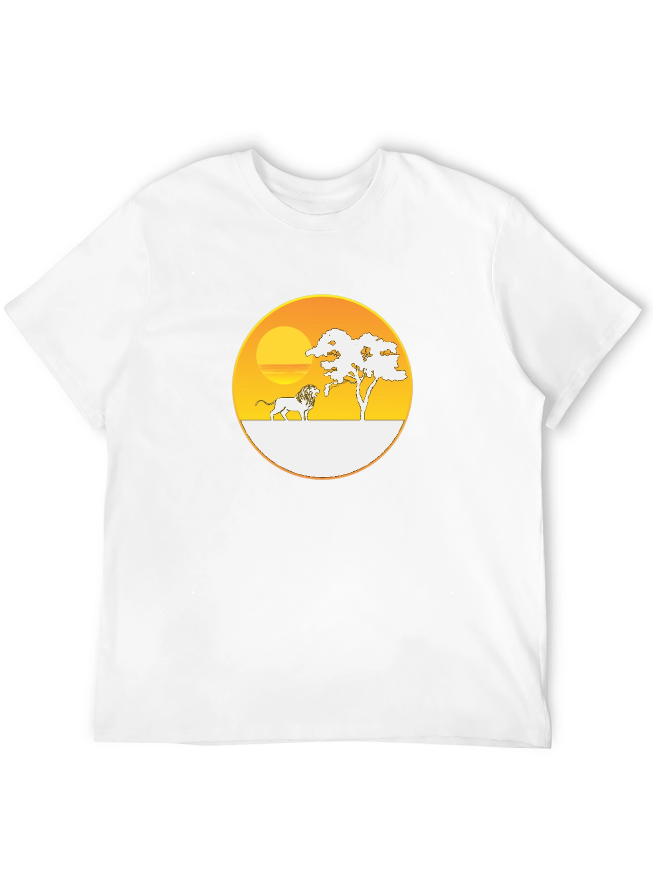 Savanna Sunset Lion Graphic Tee - Black Cotton T-Shirt