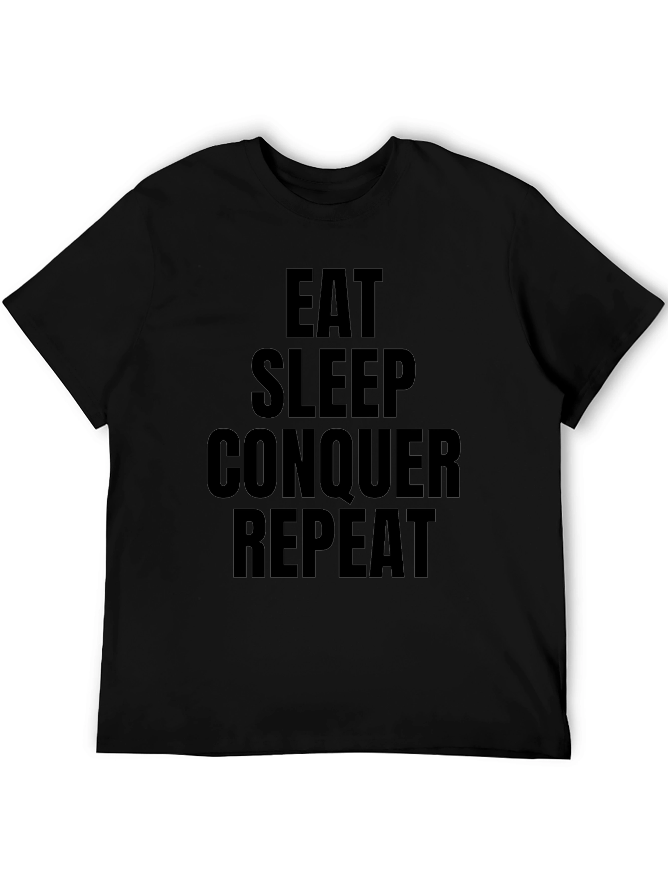 Eat Sleep Conquer Repeat Graphic Tee - Black