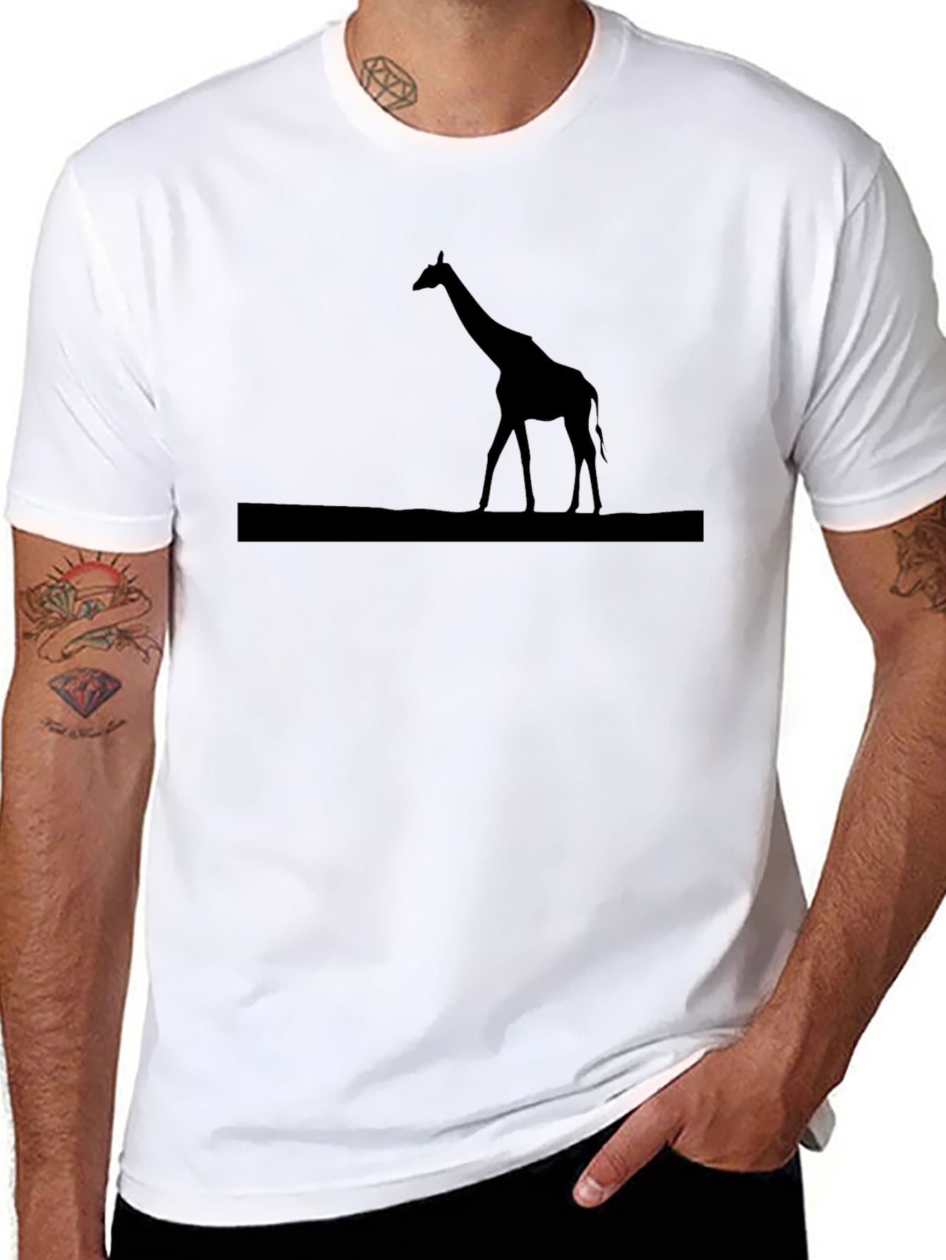 Giraffe Silhouette Graphic T-Shirt - Classic Black Tee