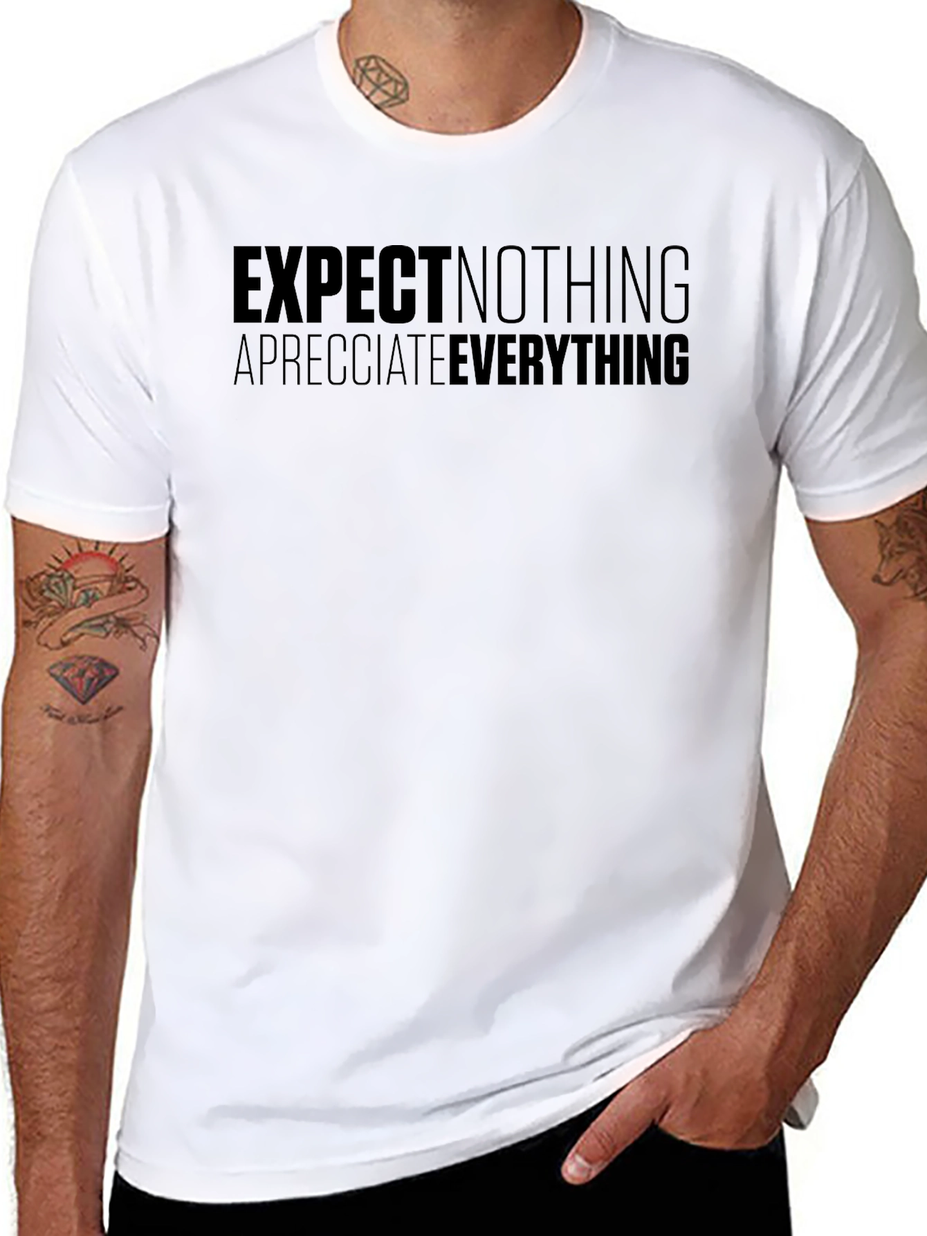 Expect Nothing Appreciate Everything Black Tee