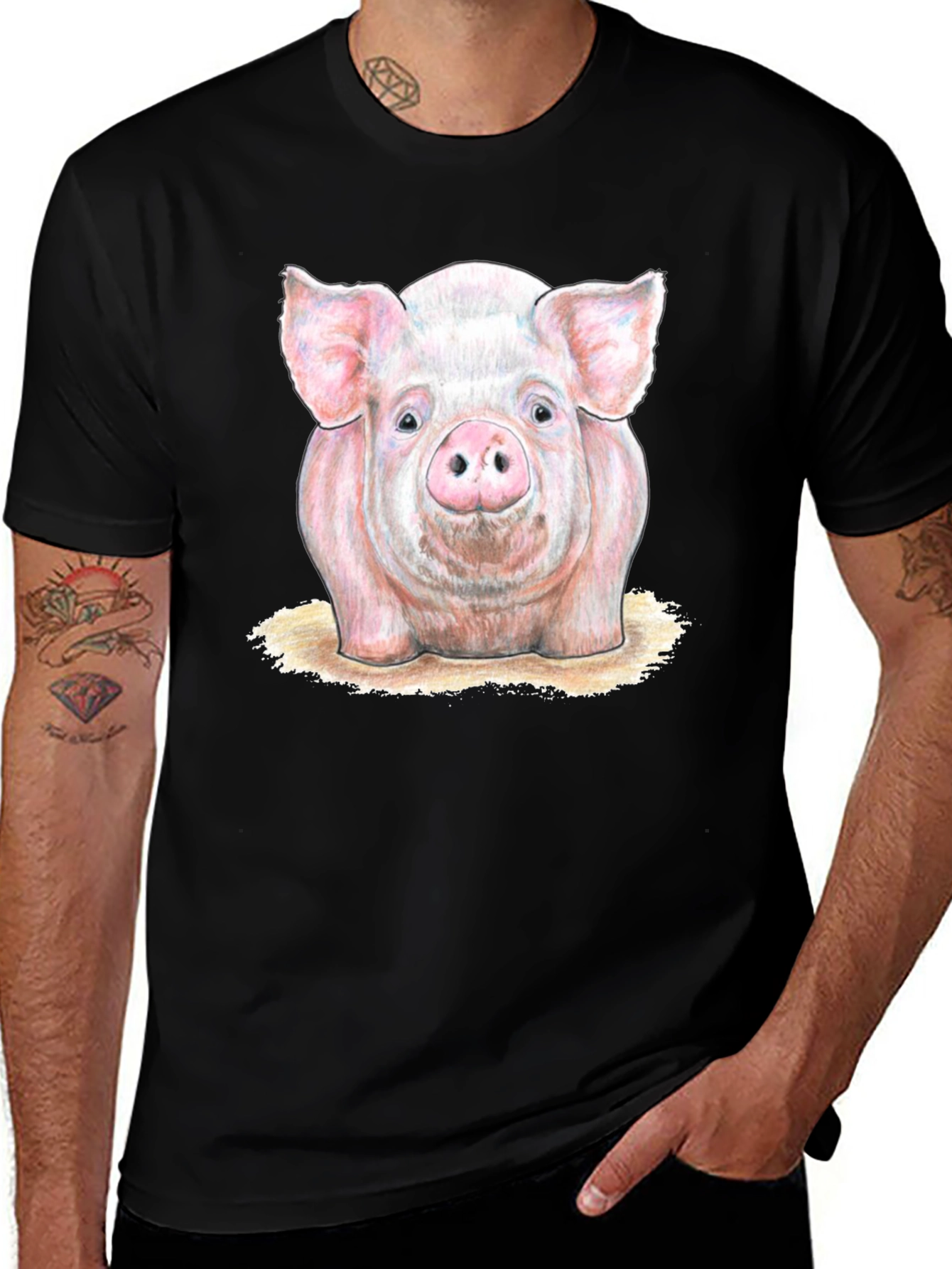 Pig Graphic T-Shirt - Black Cotton Tee
