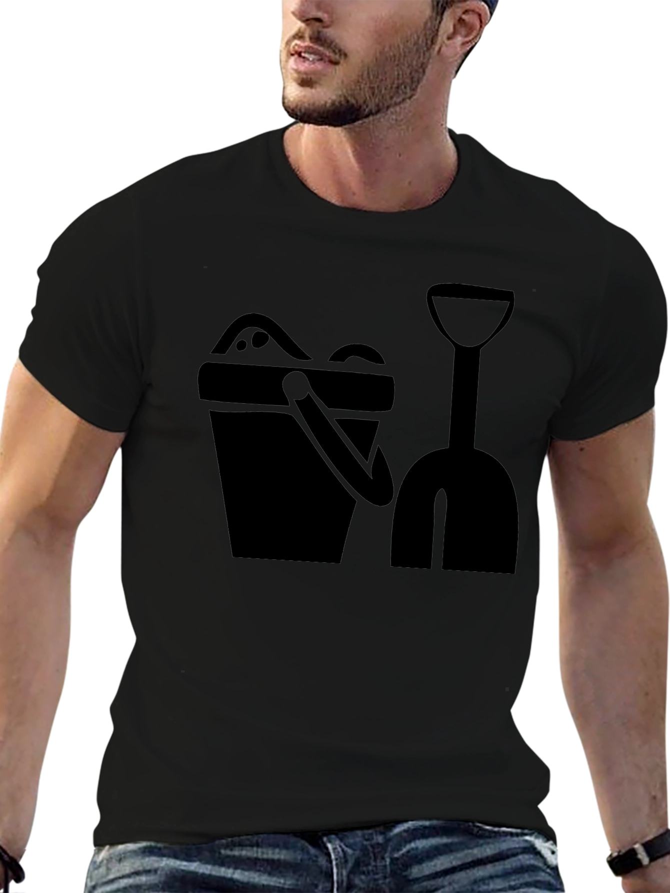 Beach Bucket & Shovel Black Graphic Tee