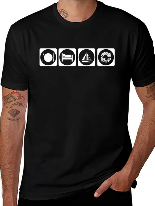Eat Sleep Sail Repeat Black T-Shirt