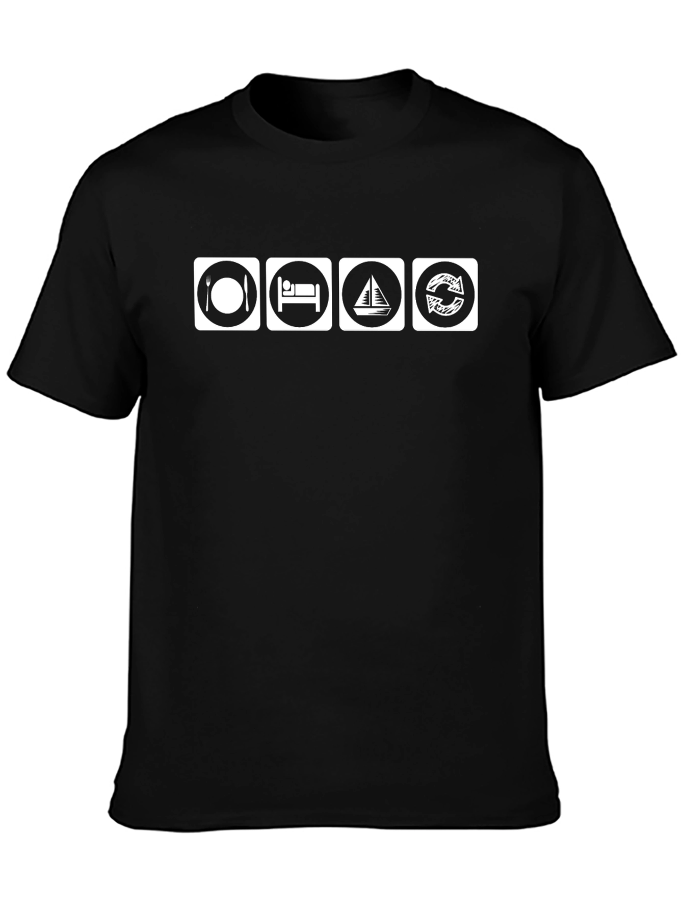 Eat Sleep Sail Repeat Black T-Shirt