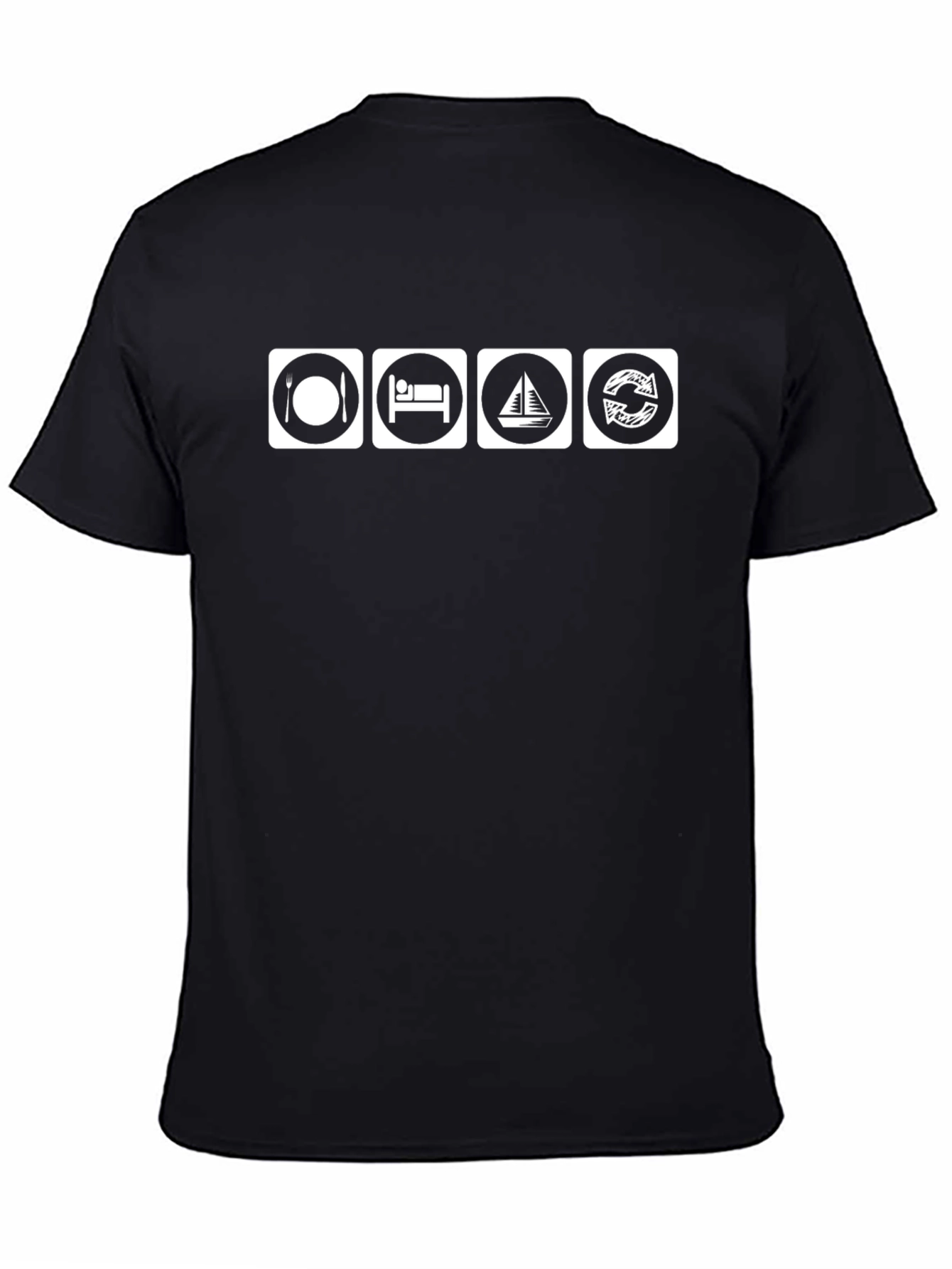 Eat Sleep Sail Repeat Black T-Shirt