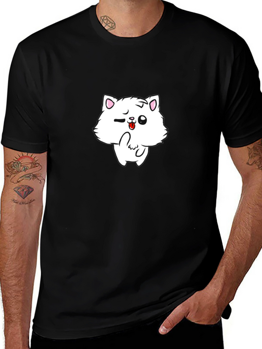Black T-Shirt with Cat Graphic
