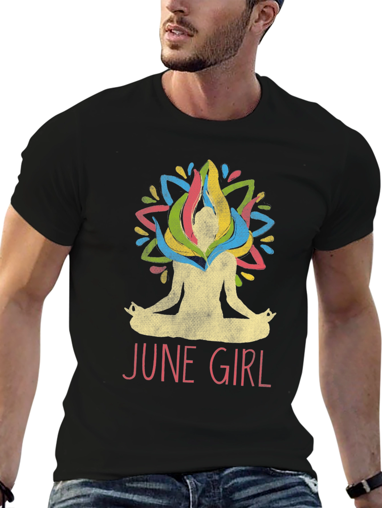 June Girl Yoga T-Shirt - Meditating Woman