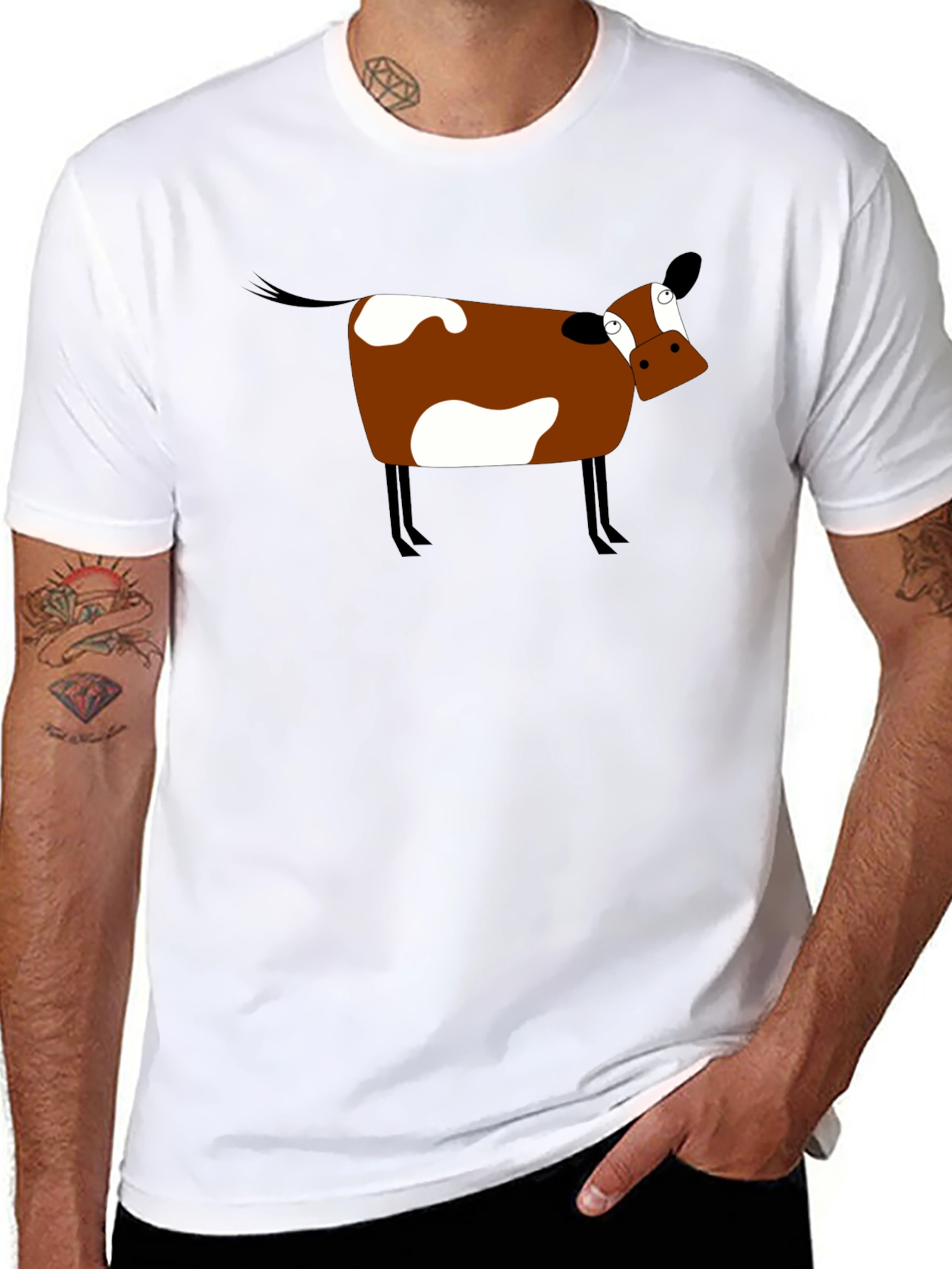 Funny Cow Graphic Tee - Black Cotton T-Shirt