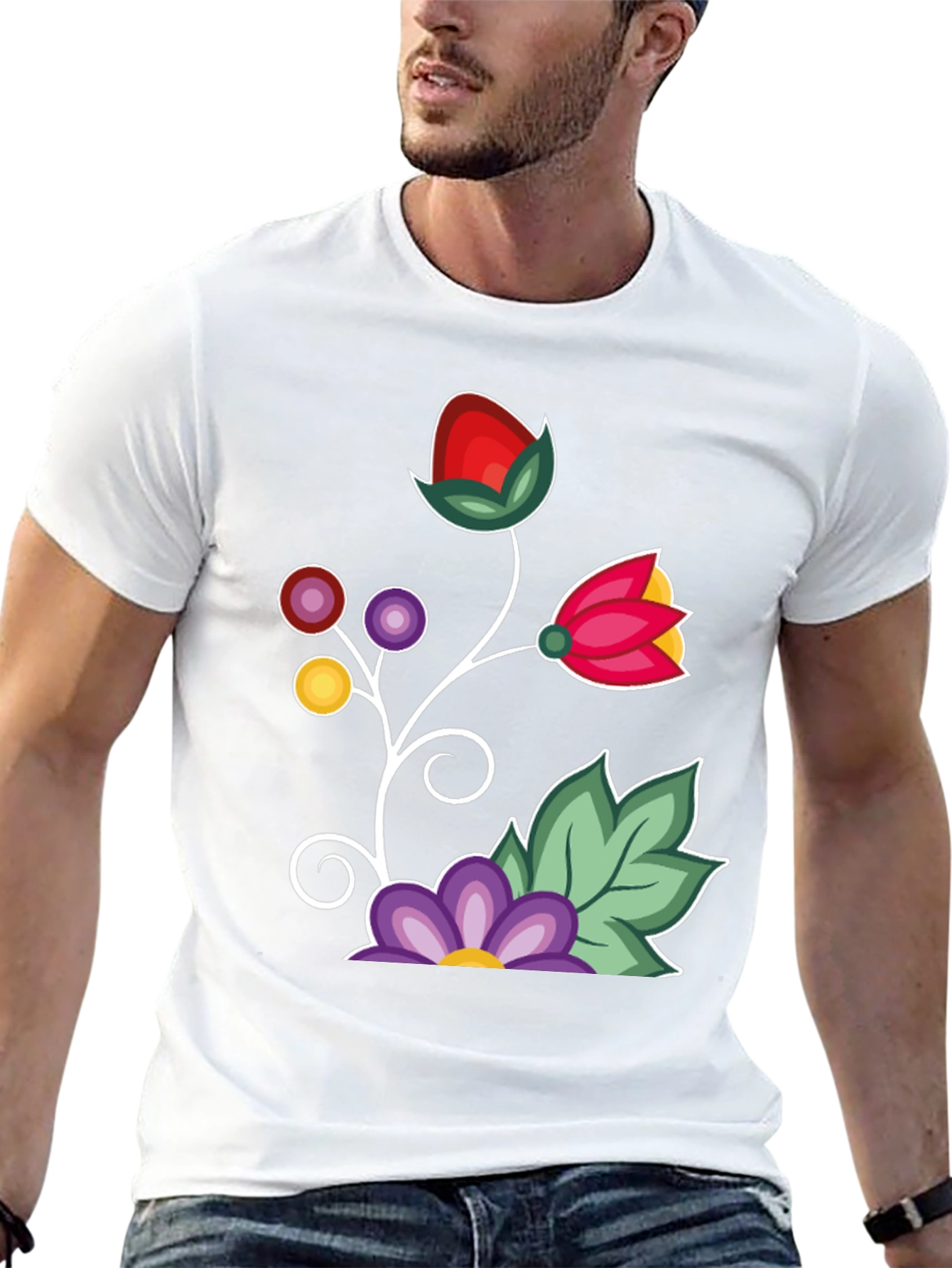 Floral Graphic T-Shirt - Black Casual Tee