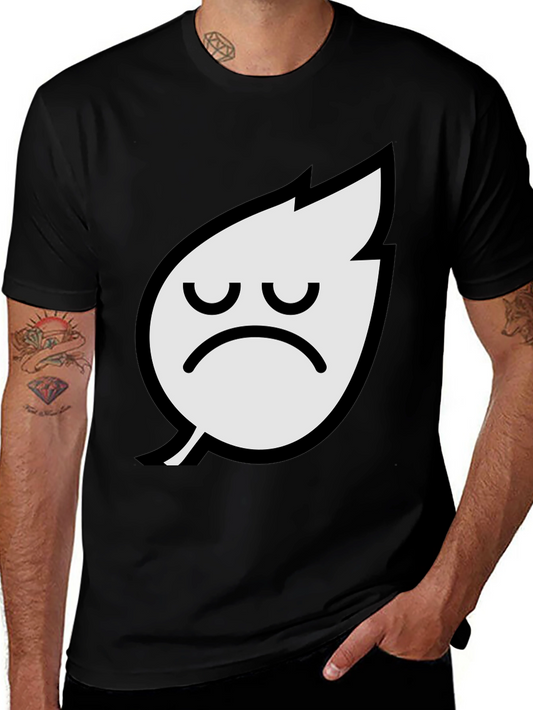 Sad Leaf Graphic Tee - Black Cotton T-Shirt