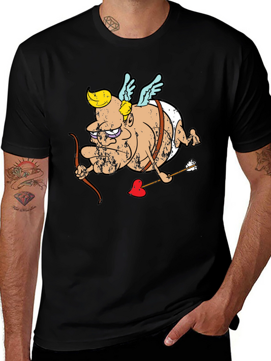 Cupid Cartoon Graphic T-Shirt - Black