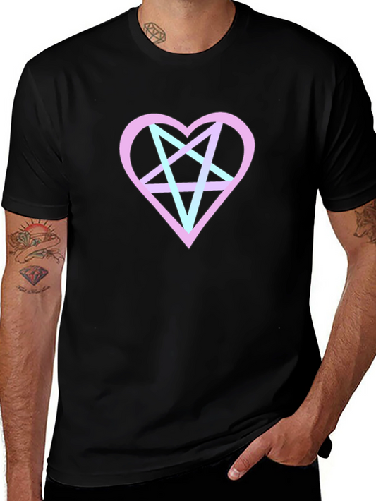 Pastel Goth Heart Pentagram T-Shirt