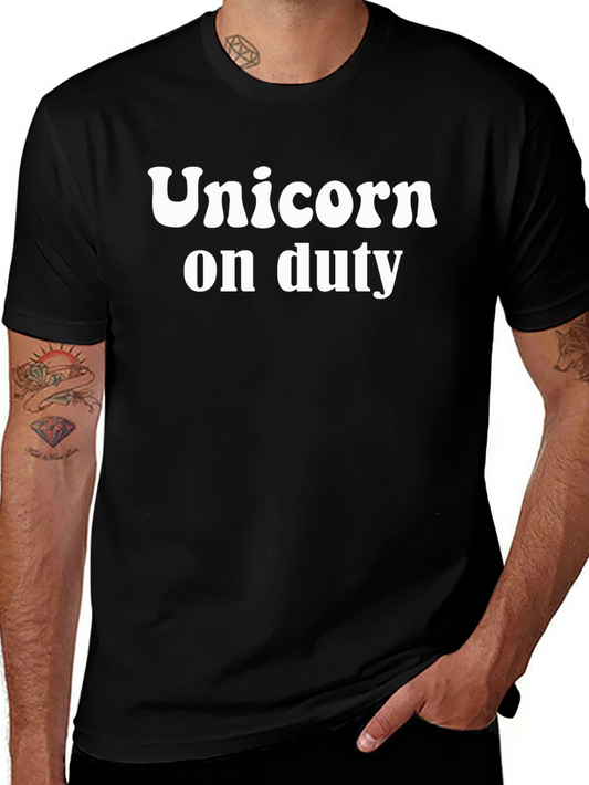 Unicorn On Duty Black Graphic T-Shirt
