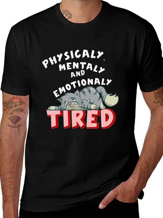 Emotionally Tired Cat Graphic Tee