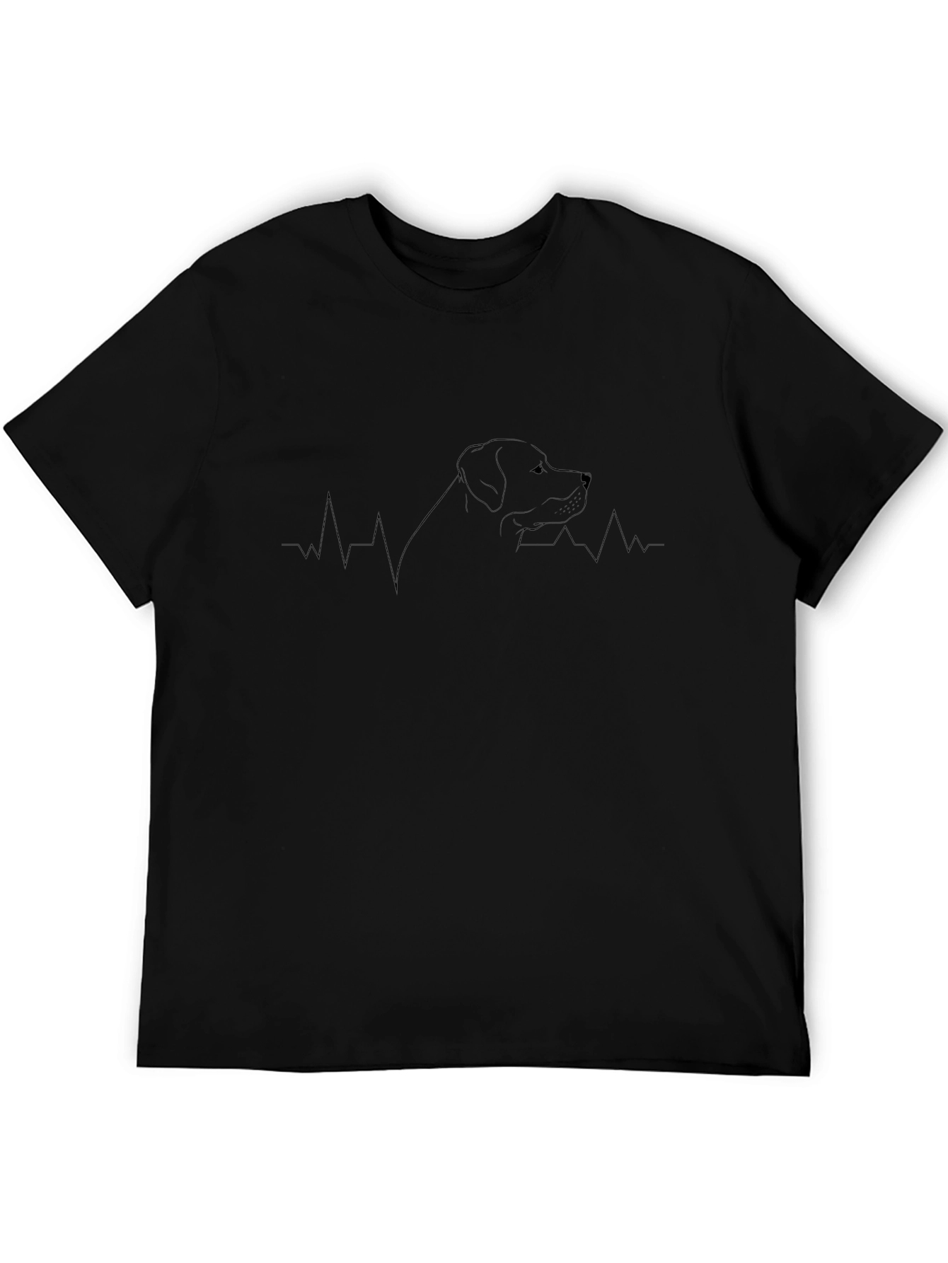 Dog Heartbeat Line Art Black Graphic Tee